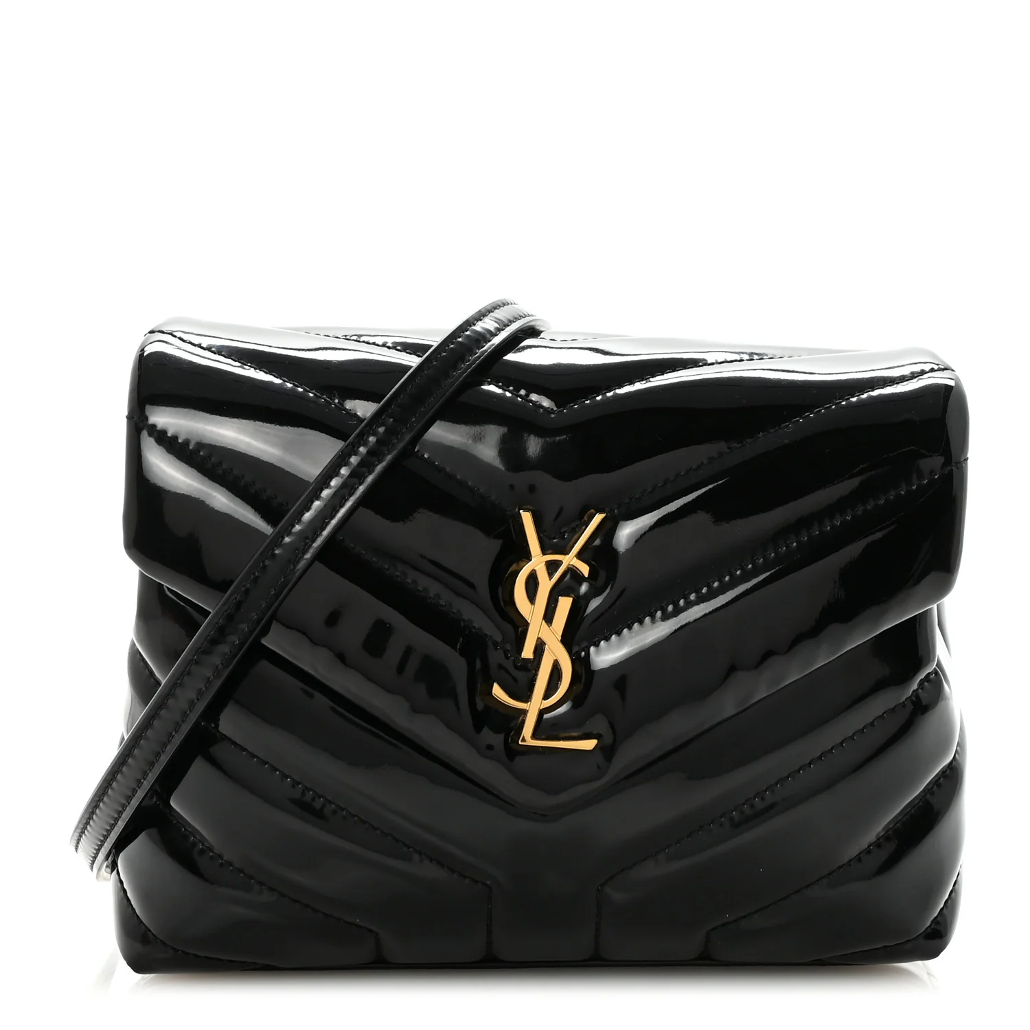 Patent Y Quilted Monogram Toy Loulou Crossbody Bag Black