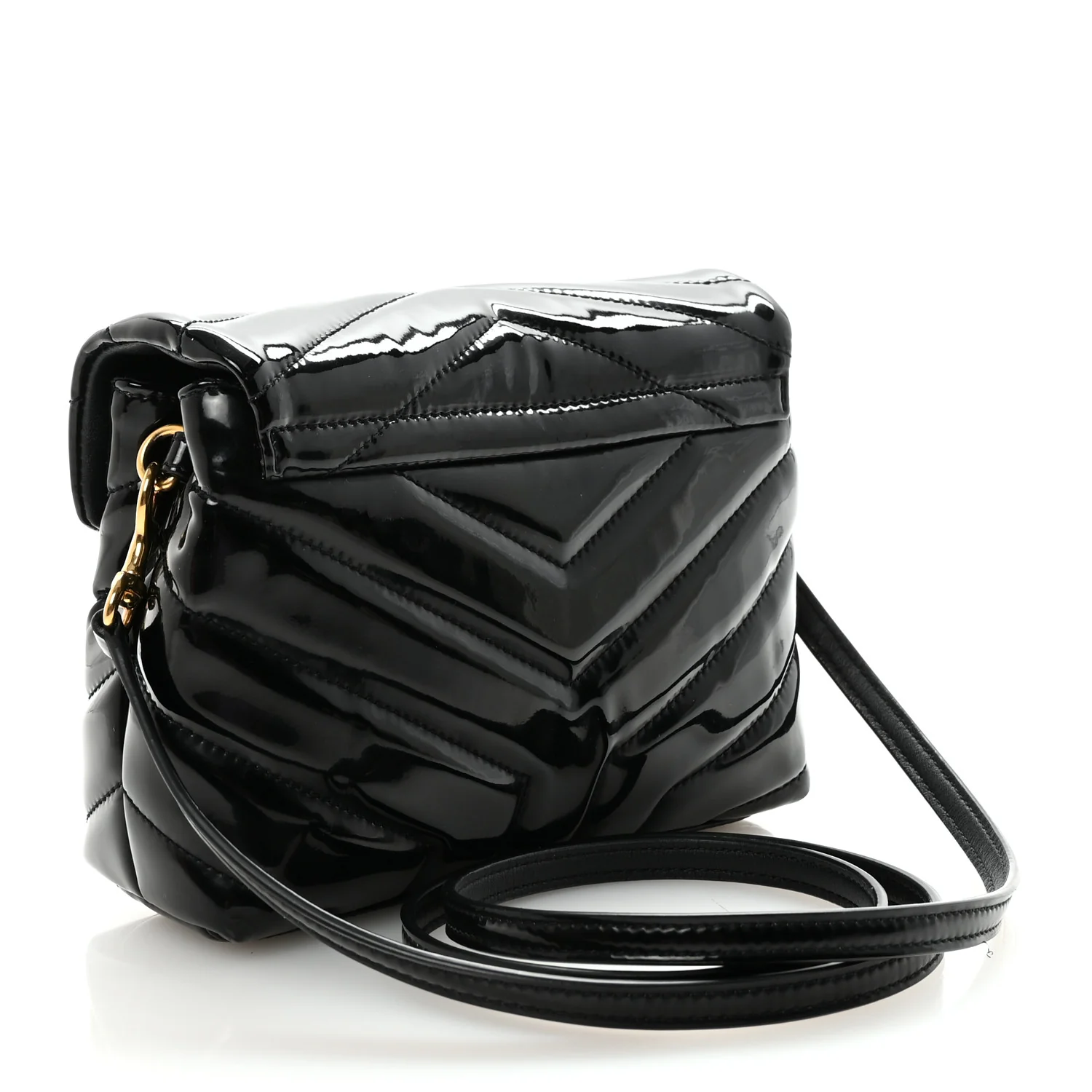 Patent Y Quilted Monogram Toy Loulou Crossbody Bag Black - Image 3