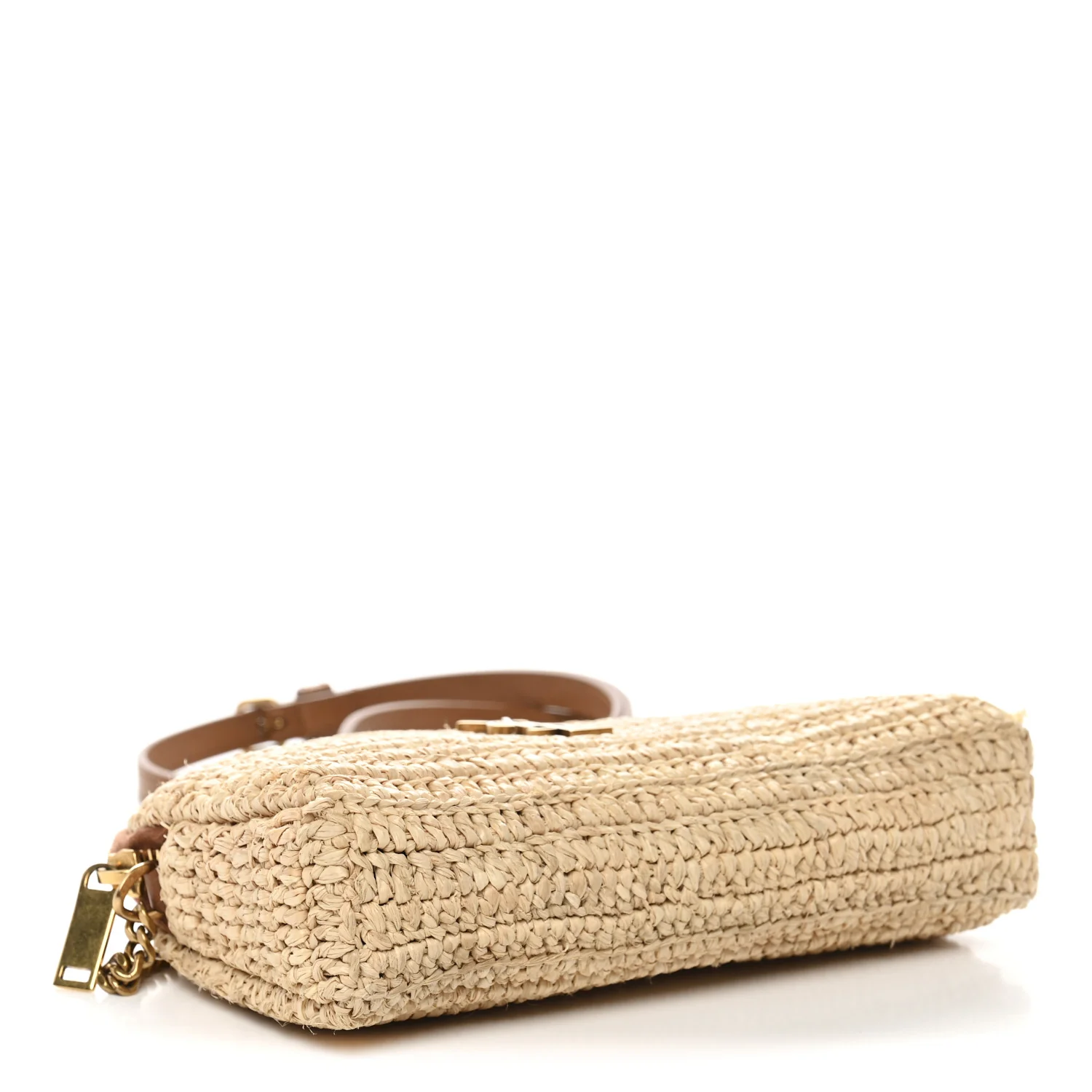 Raffia Calfskin Gaby Crossbody Bag Natural Brick - Image 4