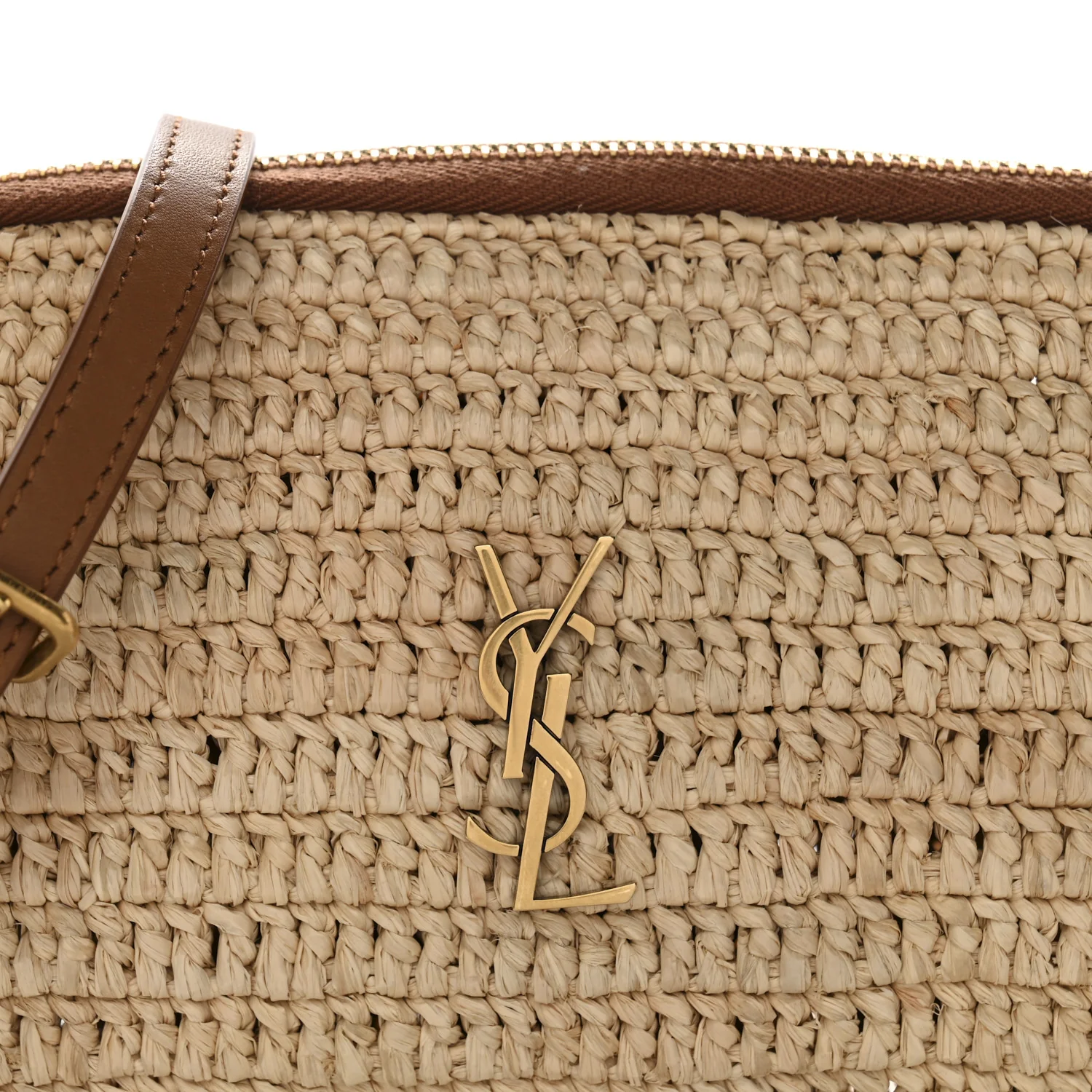 Raffia Calfskin Gaby Crossbody Bag Natural Brick - Image 8