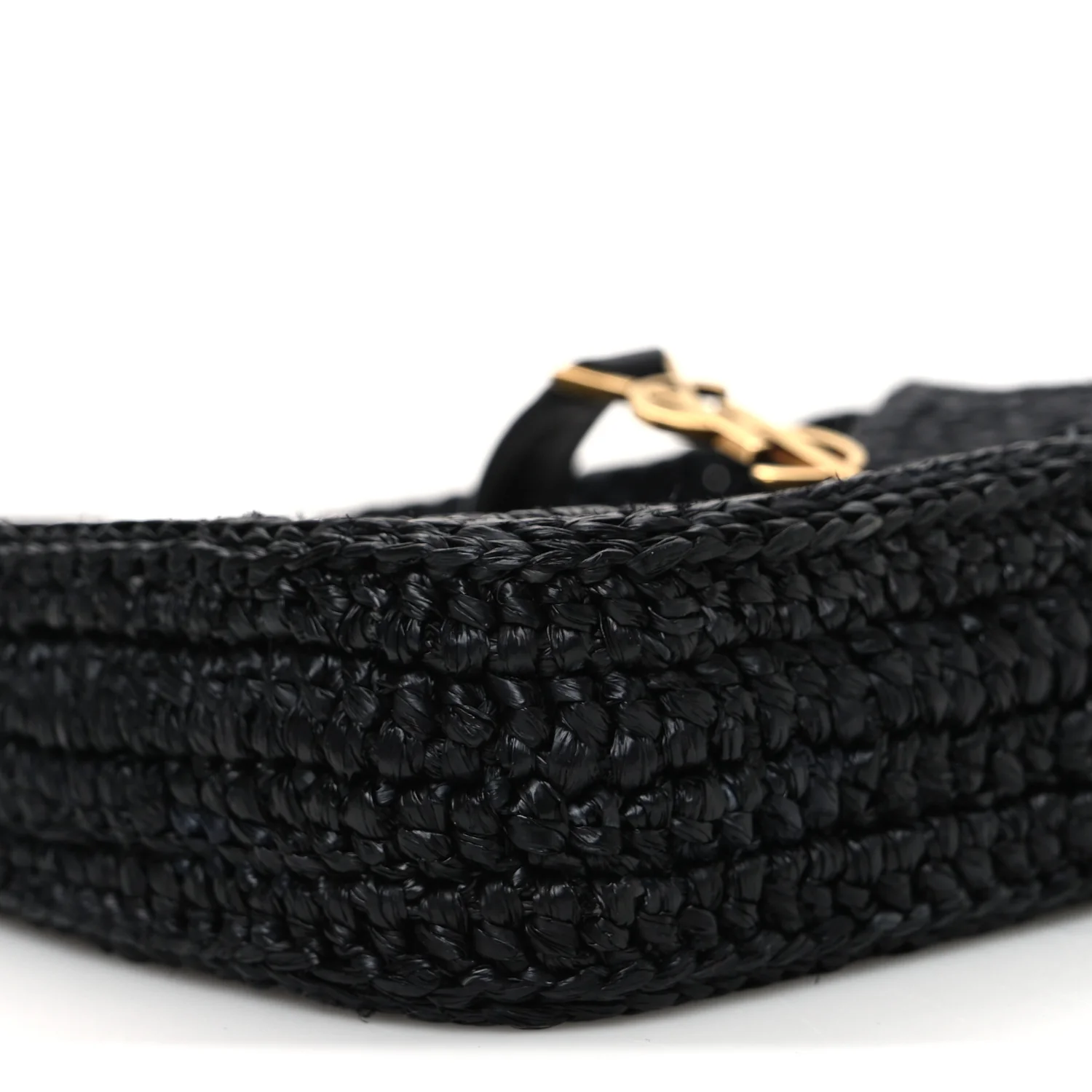 Raffia Calfskin Le 5 A 7 Mini Hobo Black - Image 10