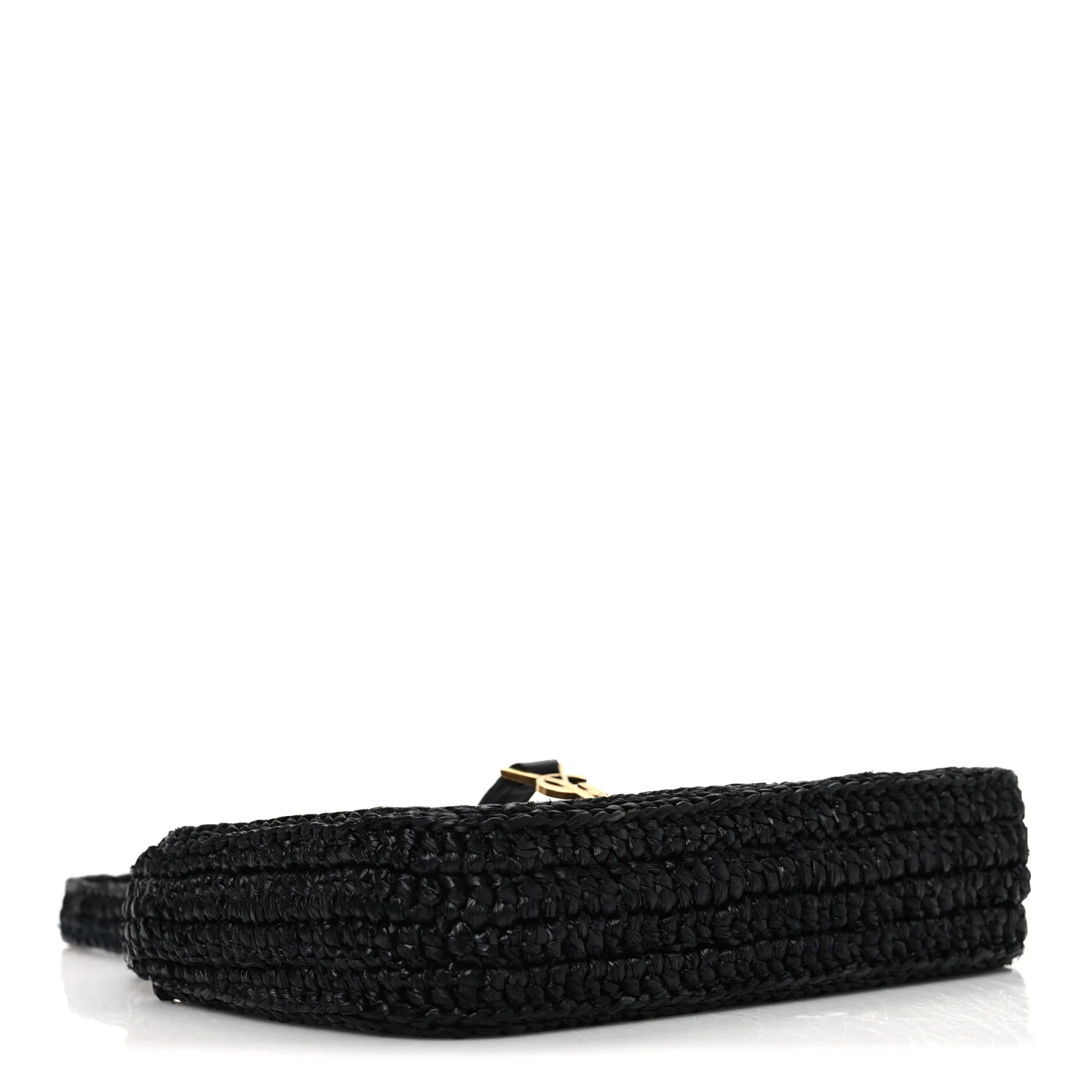 Raffia Calfskin Le 5 A 7 Mini Hobo Black - Image 5