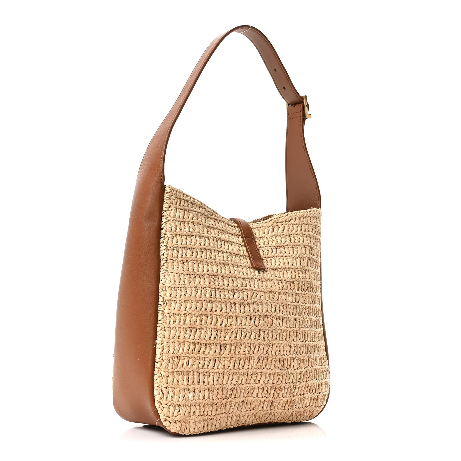 Raffia Calfskin Le 5 A 7 Small Hobo Natural Brick - Image 4