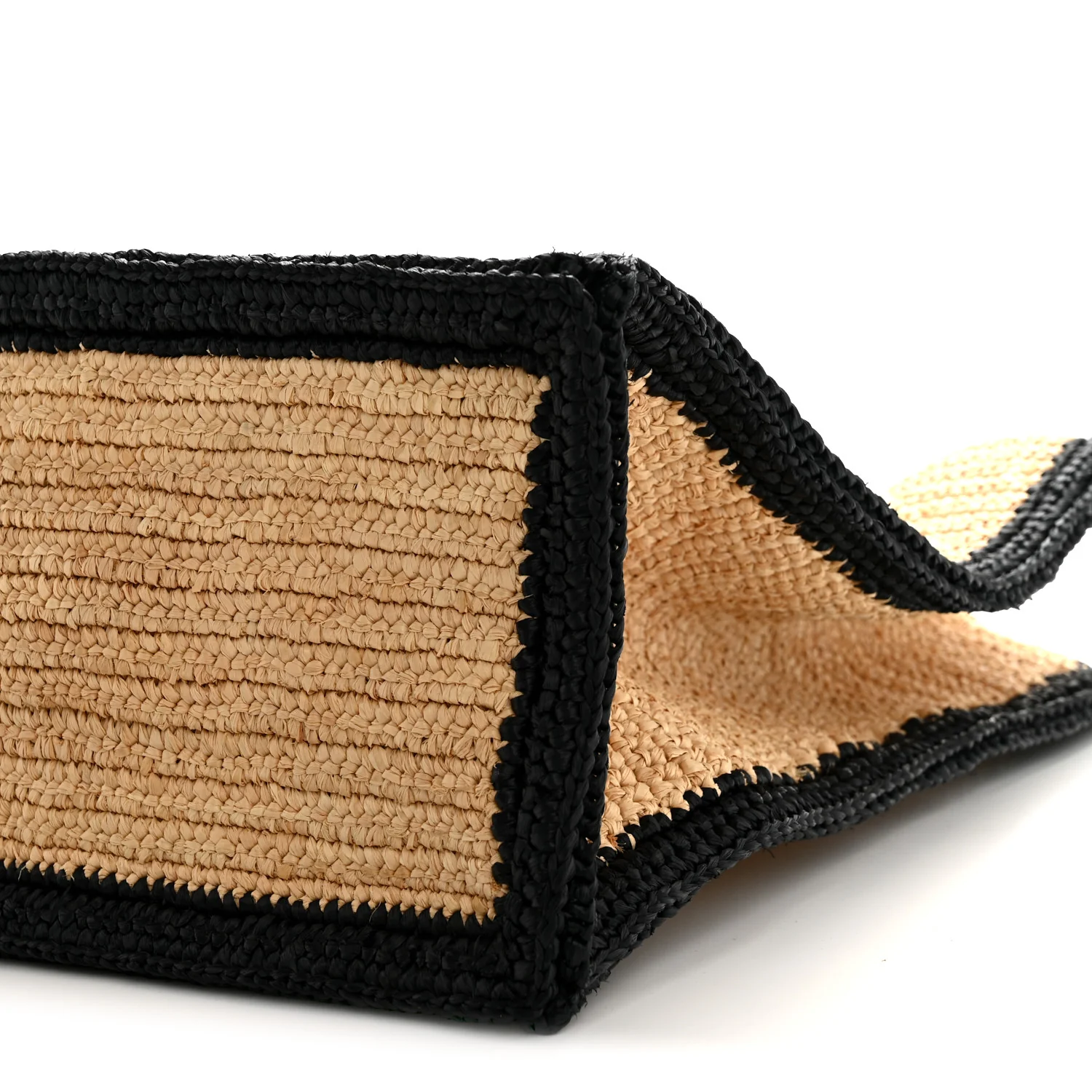 Raffia Calfskin Rive Gauche Tote Naturale Black - Image 10