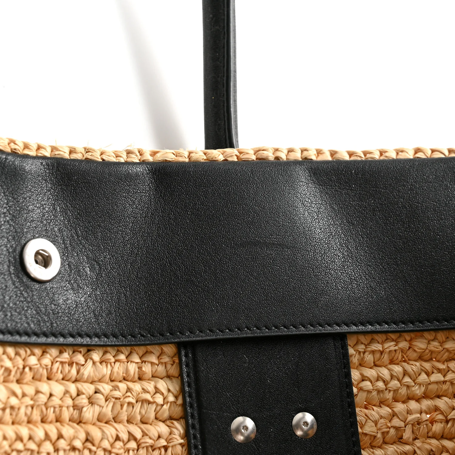 Raffia Calfskin Rive Gauche Tote Naturale Black - Image 11