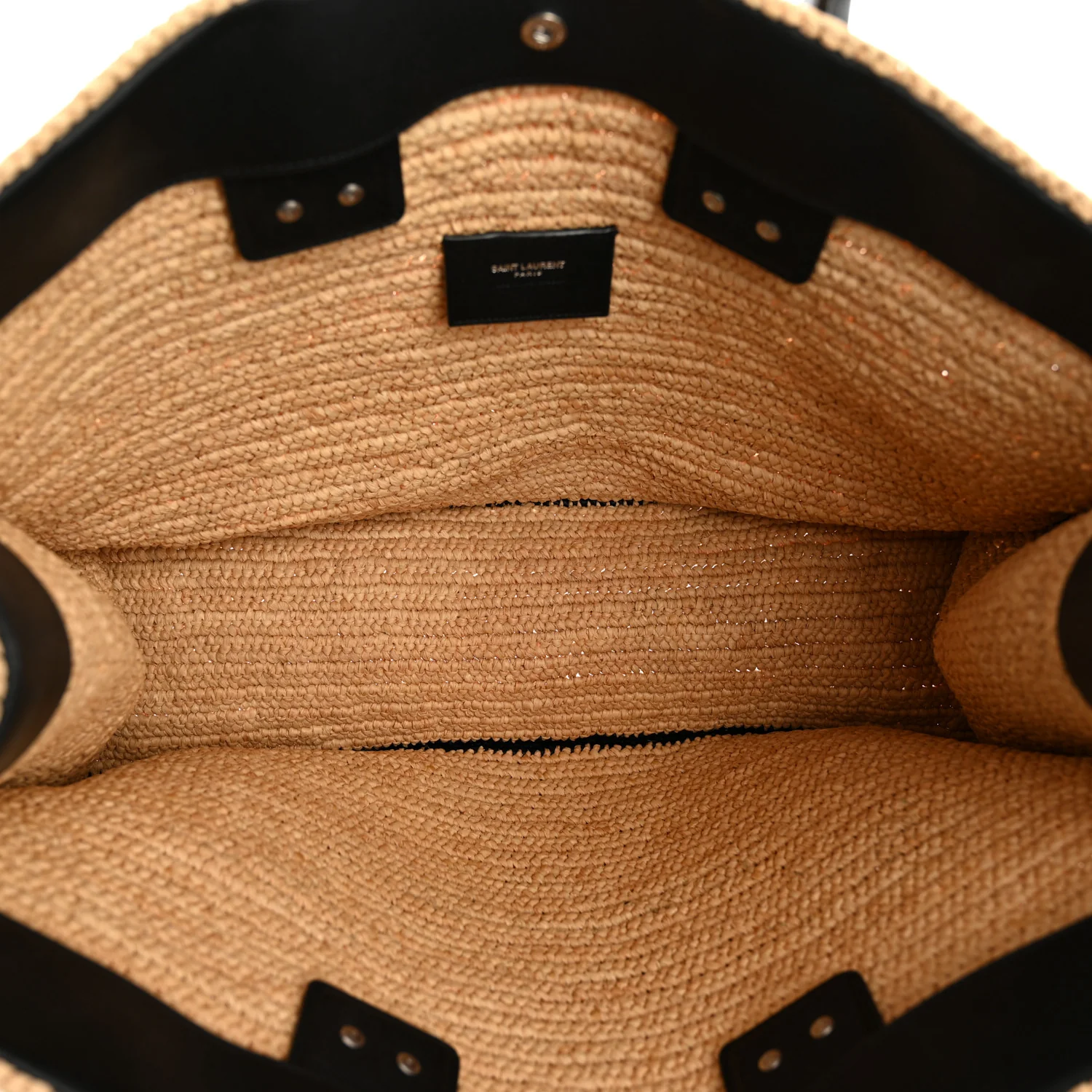 Raffia Calfskin Rive Gauche Tote Naturale Black - Image 5