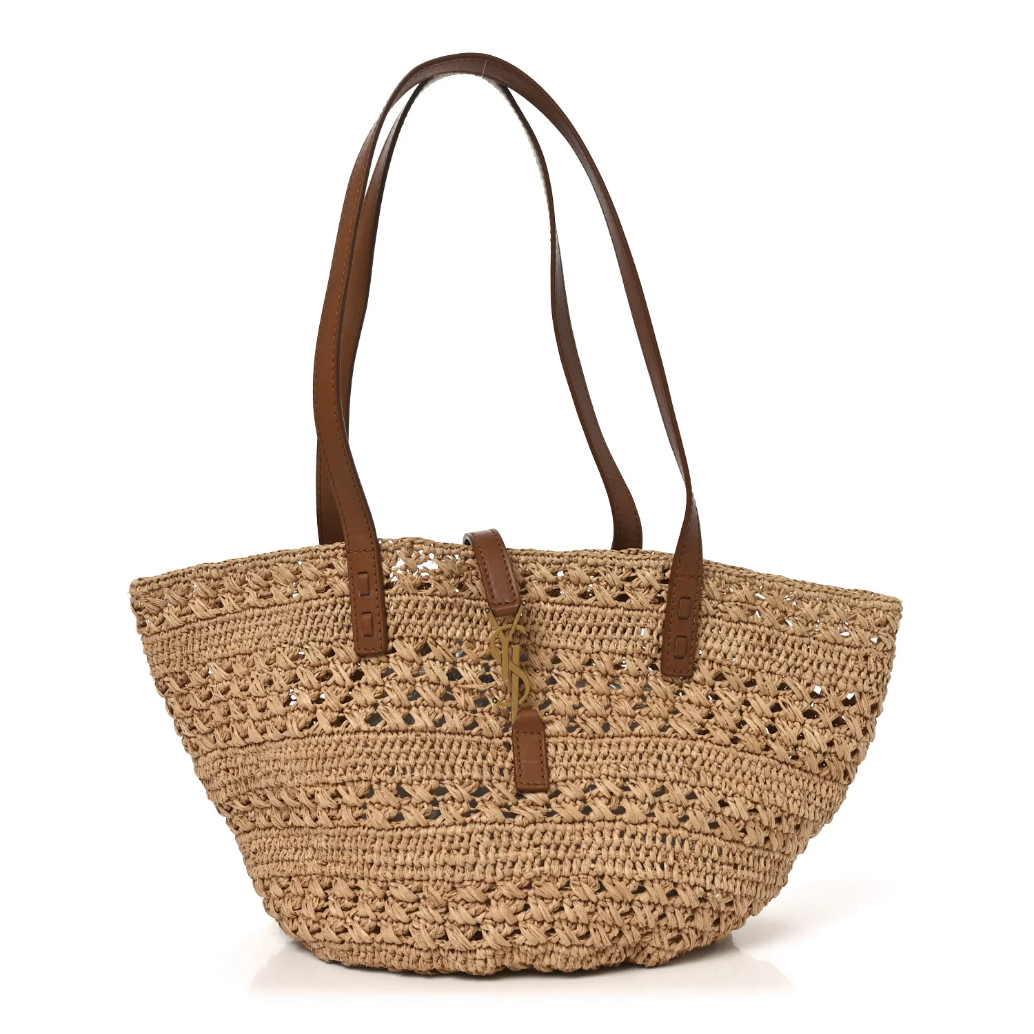 Raffia Calfskin Small Panier Tote Naturel