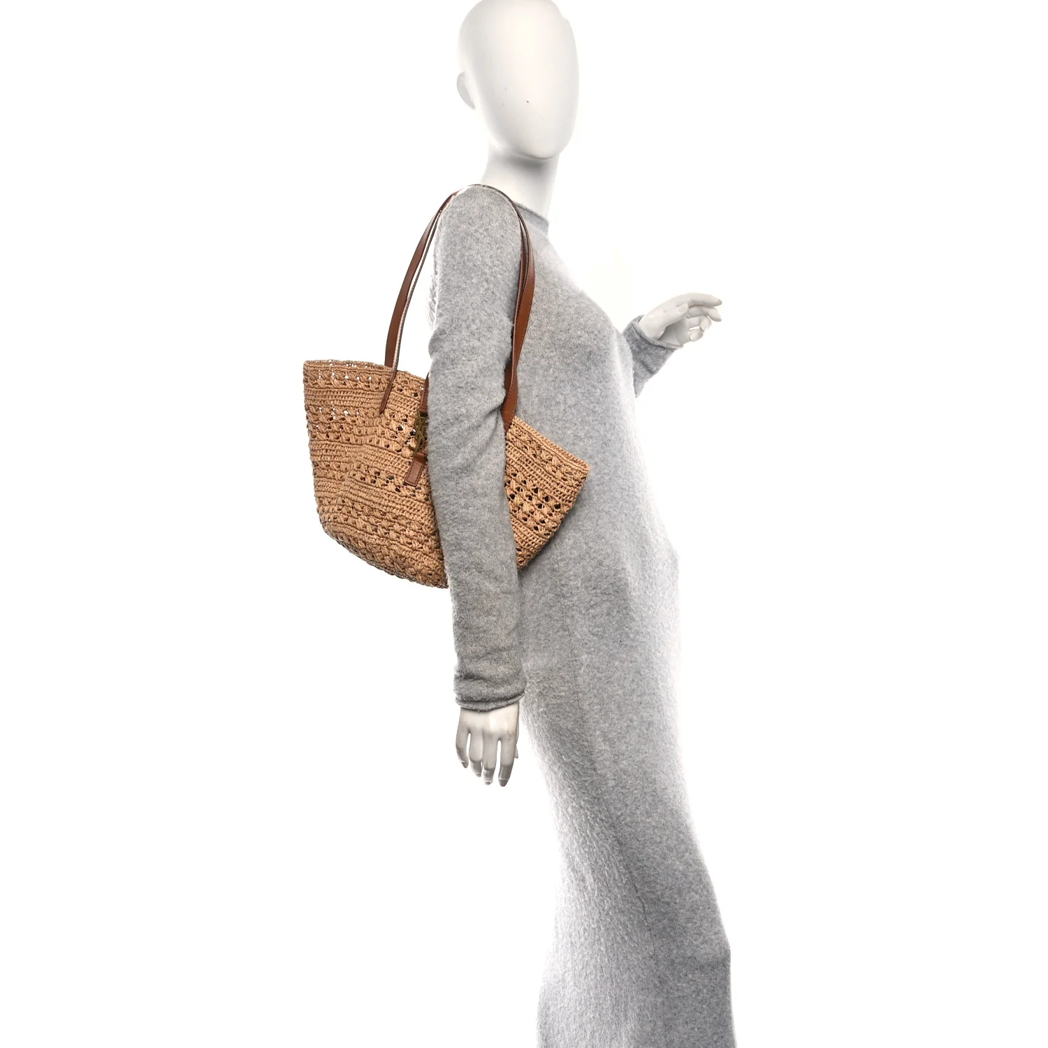 Raffia Calfskin Small Panier Tote Naturel - Image 2