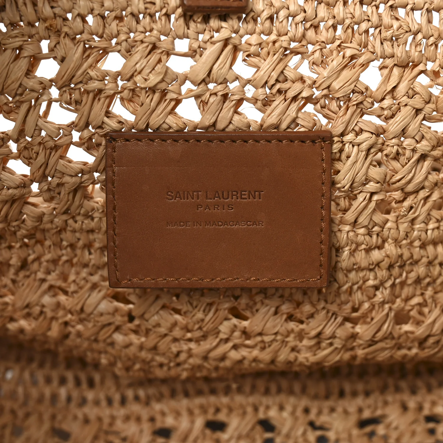 Raffia Calfskin Small Panier Tote Naturel - Image 6