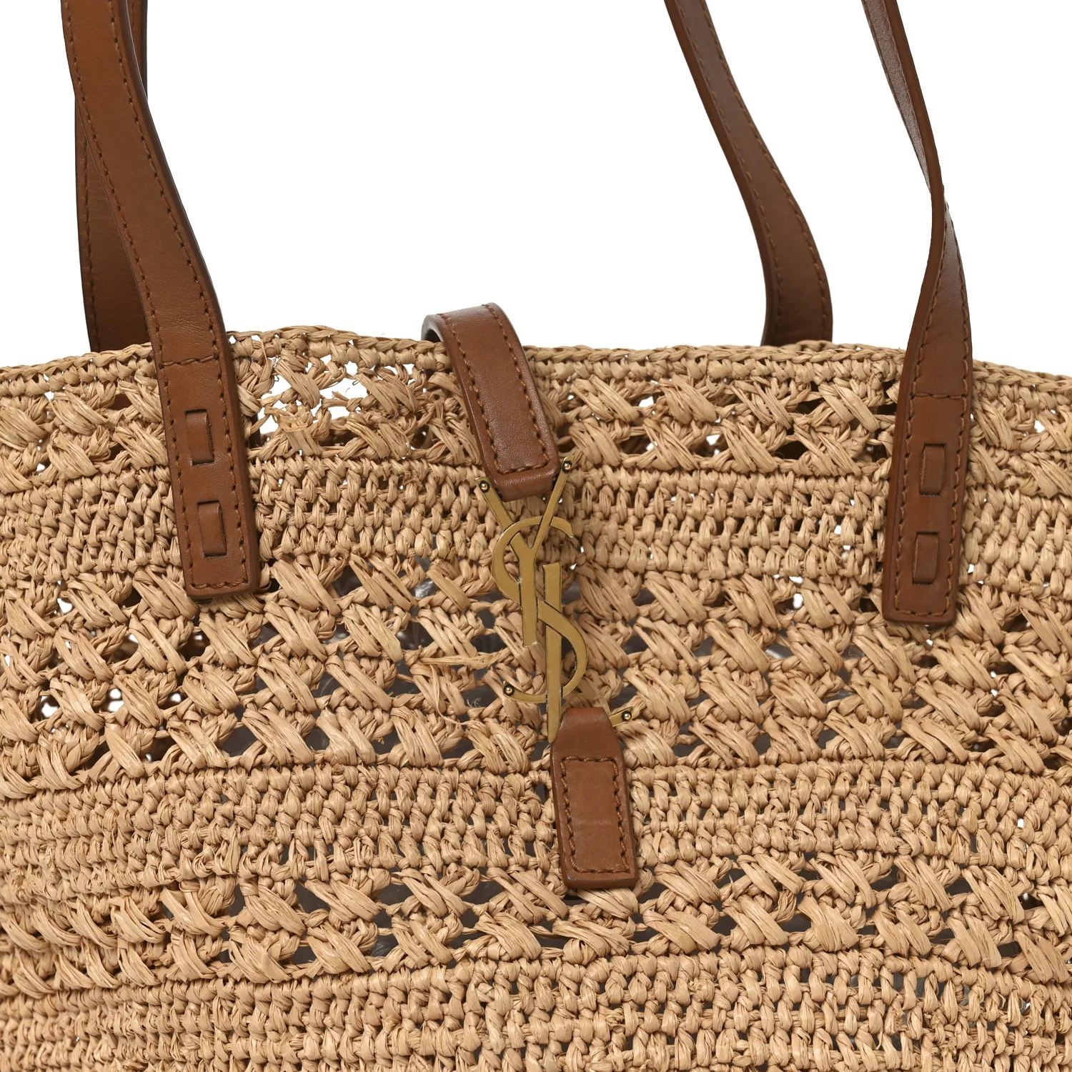 Raffia Calfskin Small Panier Tote Naturel - Image 8
