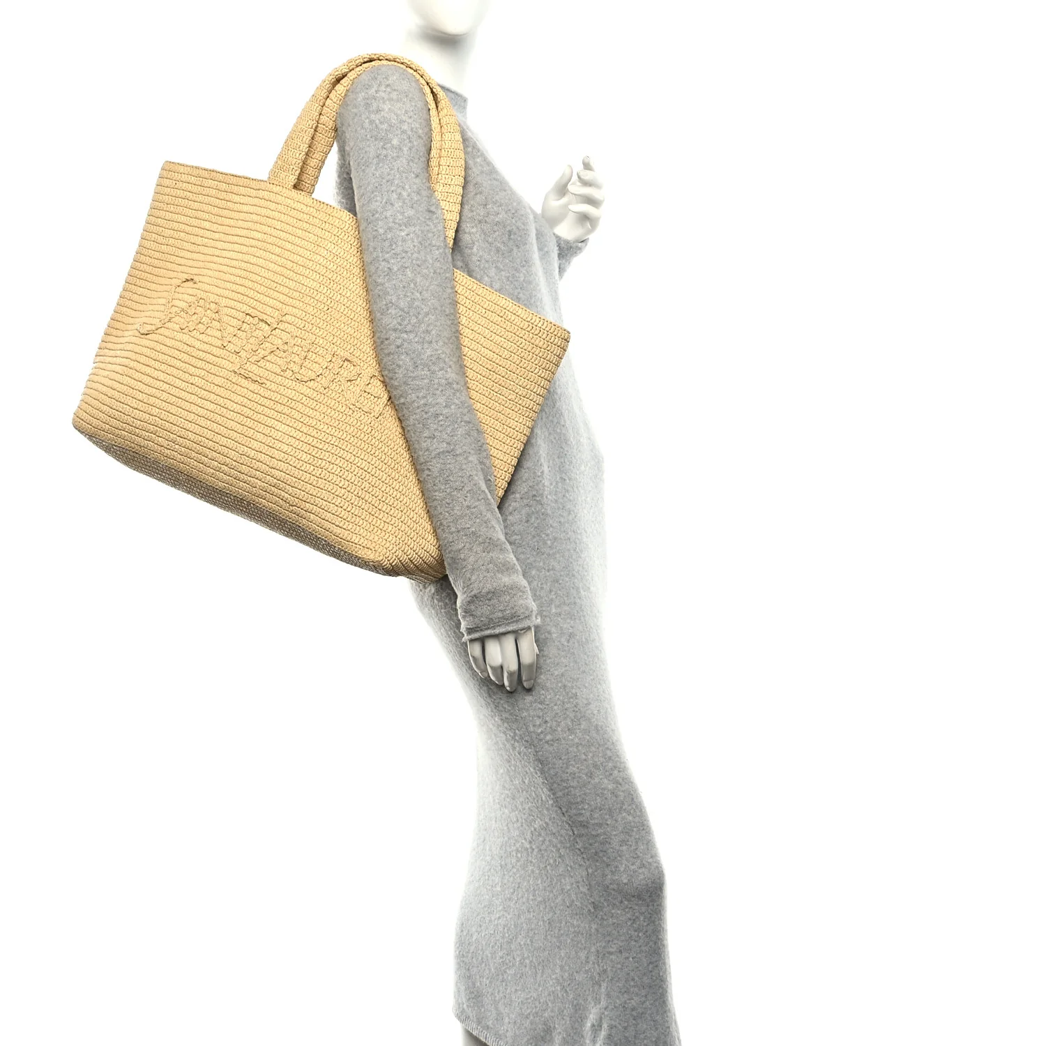 Raffia Logo Tote Naturel - Image 2