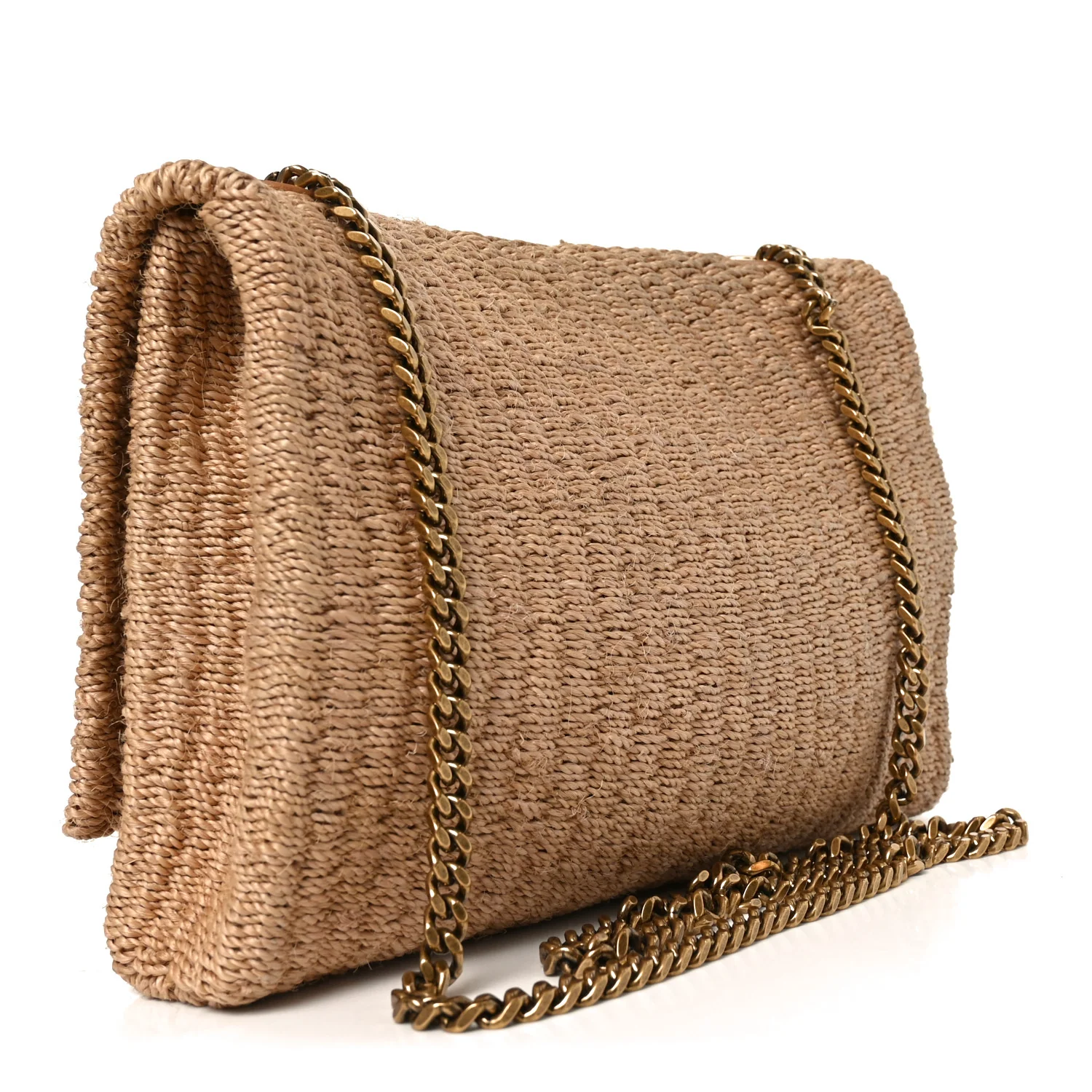 Raffia Medium Monogram Kate Satchel Natural - Image 3