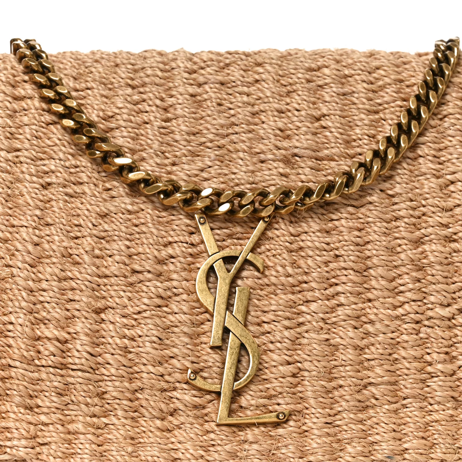 Raffia Medium Monogram Kate Satchel Natural - Image 8