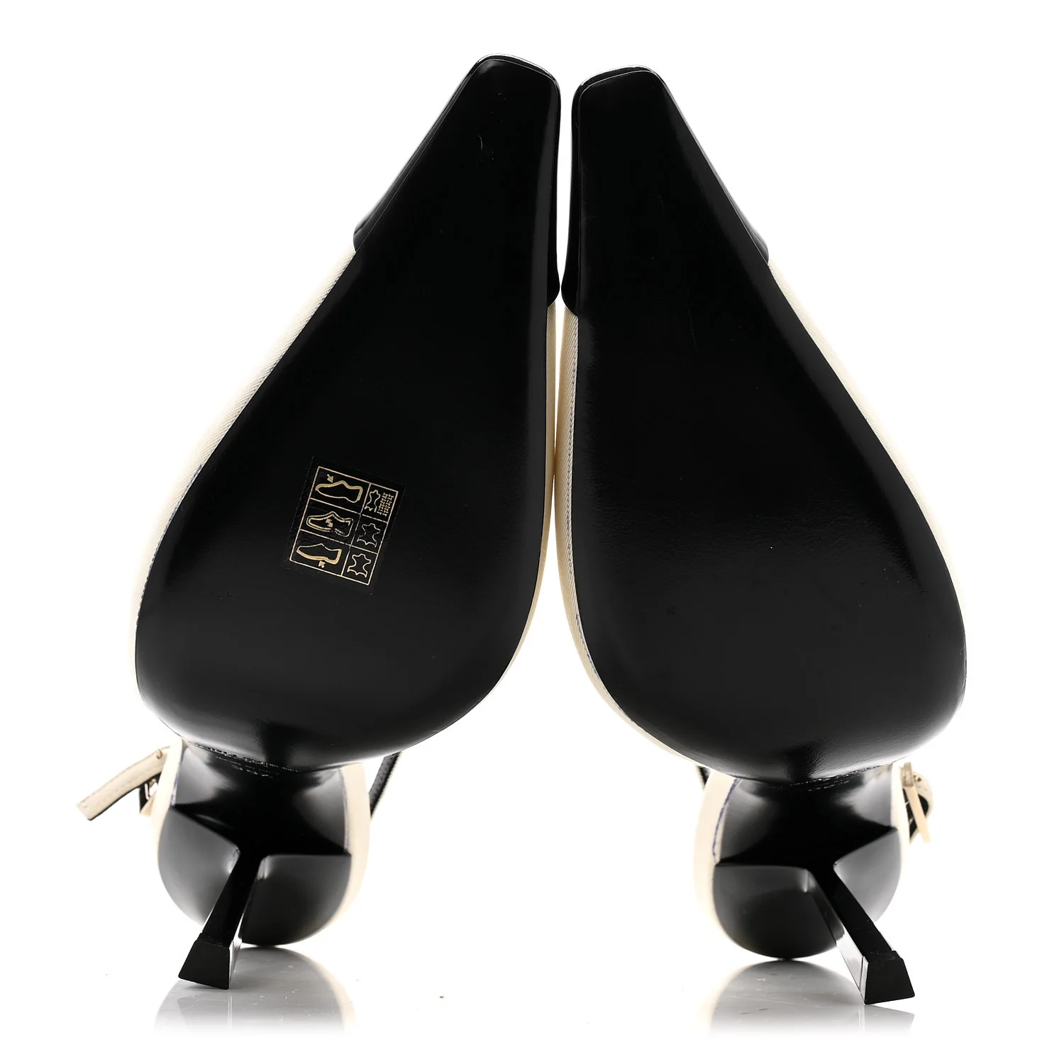 Satin Calfskin Ines Slingback Pumps 38.5 Ivory Black - Image 6
