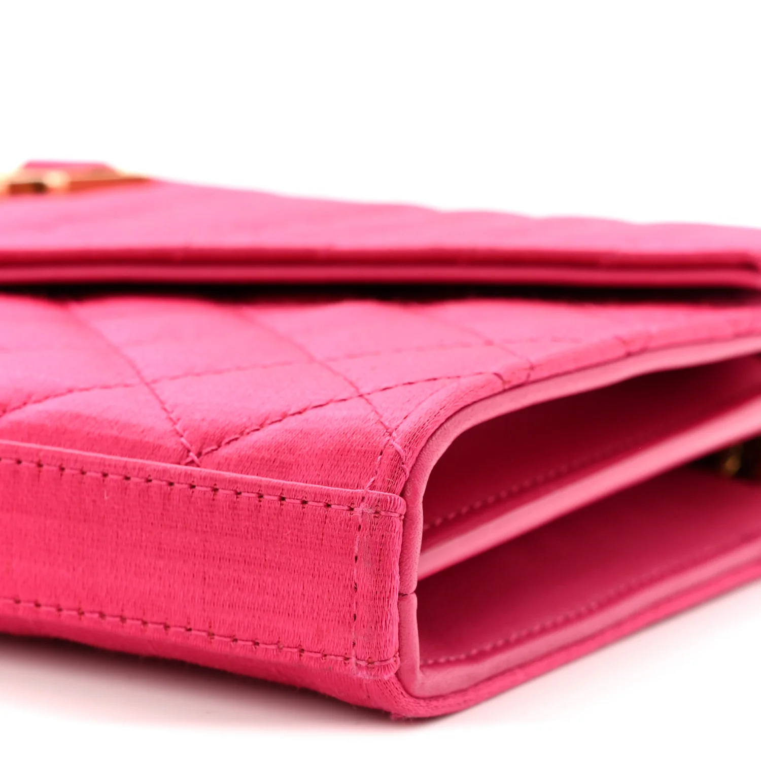 Satin Mixed Matelasse Triquilt Monogram Chain Wallet Guava - Image 9