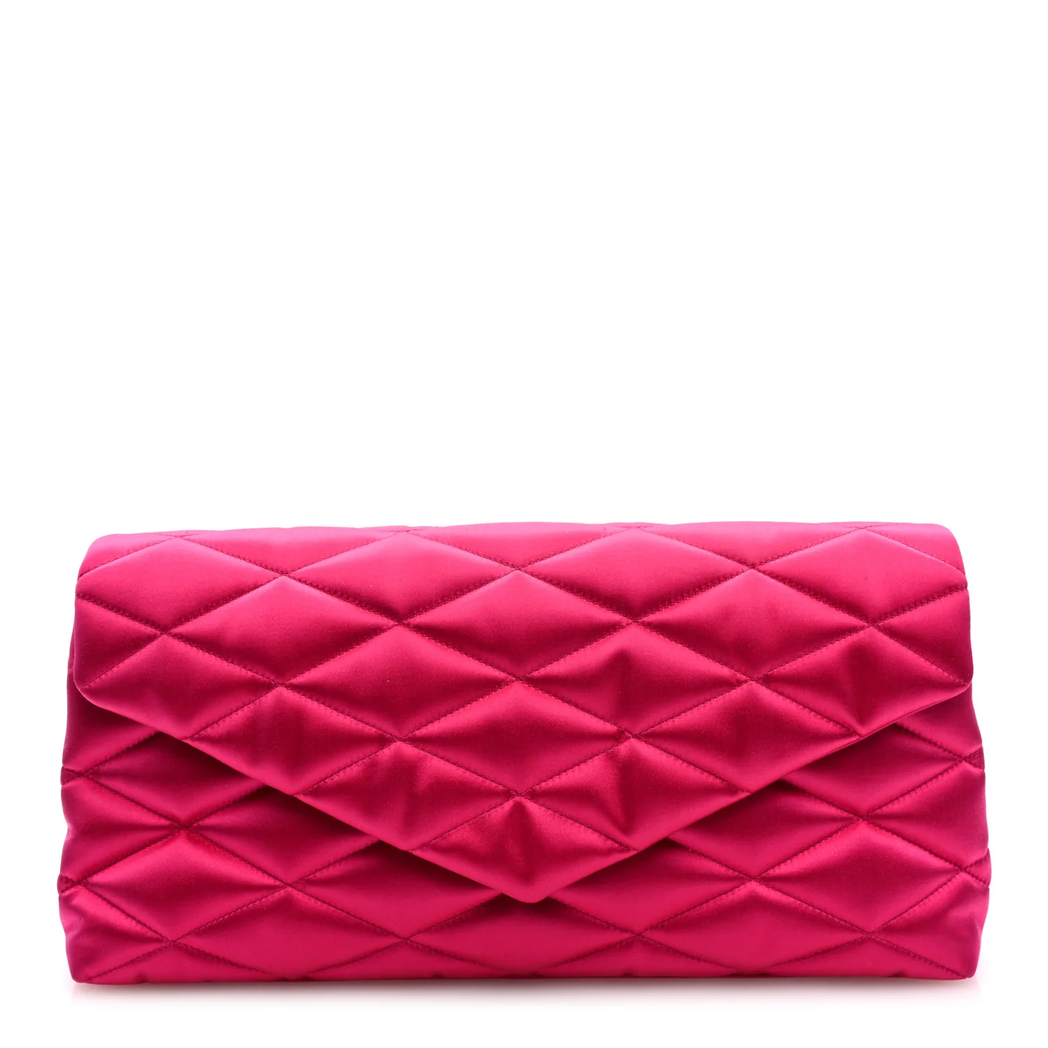 Satin Quilted Sade Puffer Envelope Clutch Bubblegum