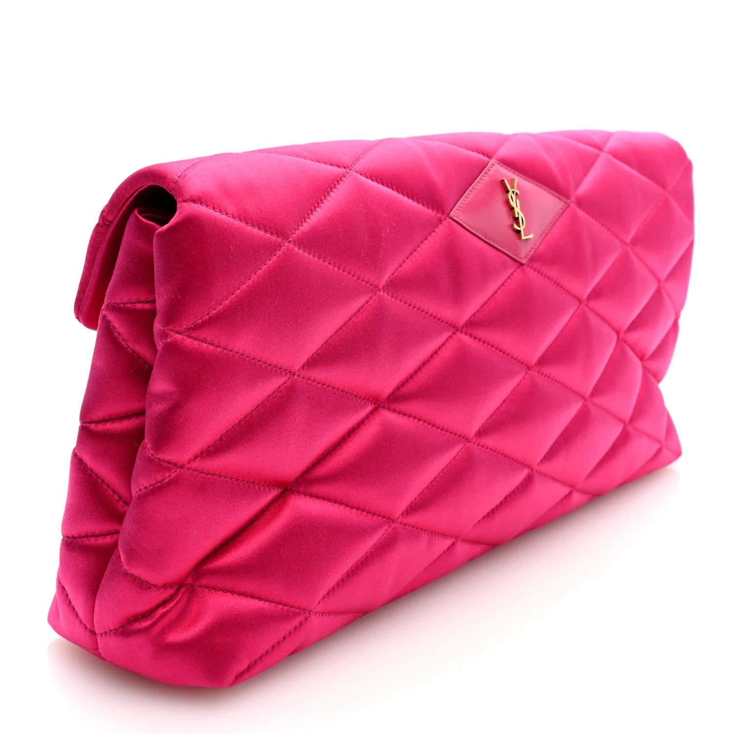 Satin Quilted Sade Puffer Envelope Clutch Bubblegum - Image 3