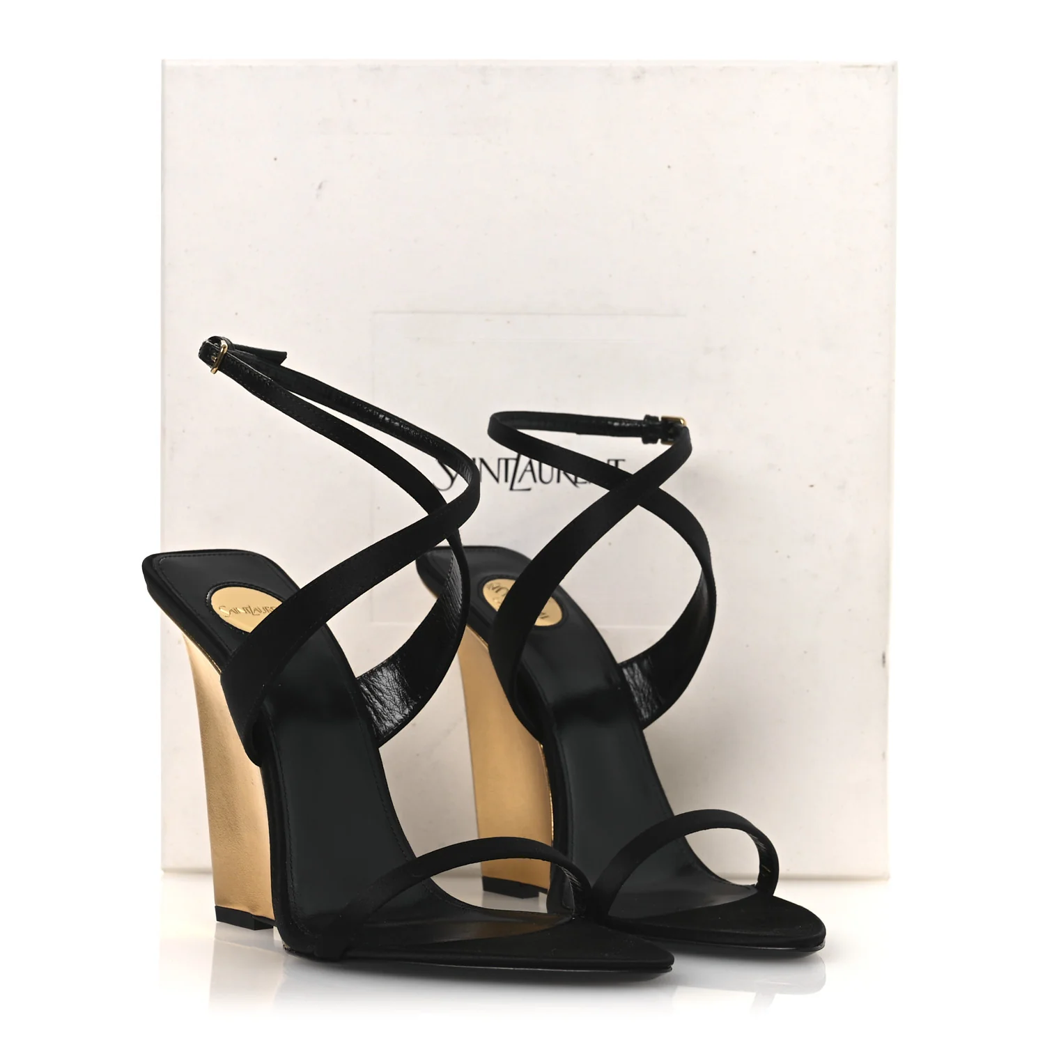 Satin Salome 110 Wedge Sandals 37 Black - Image 13