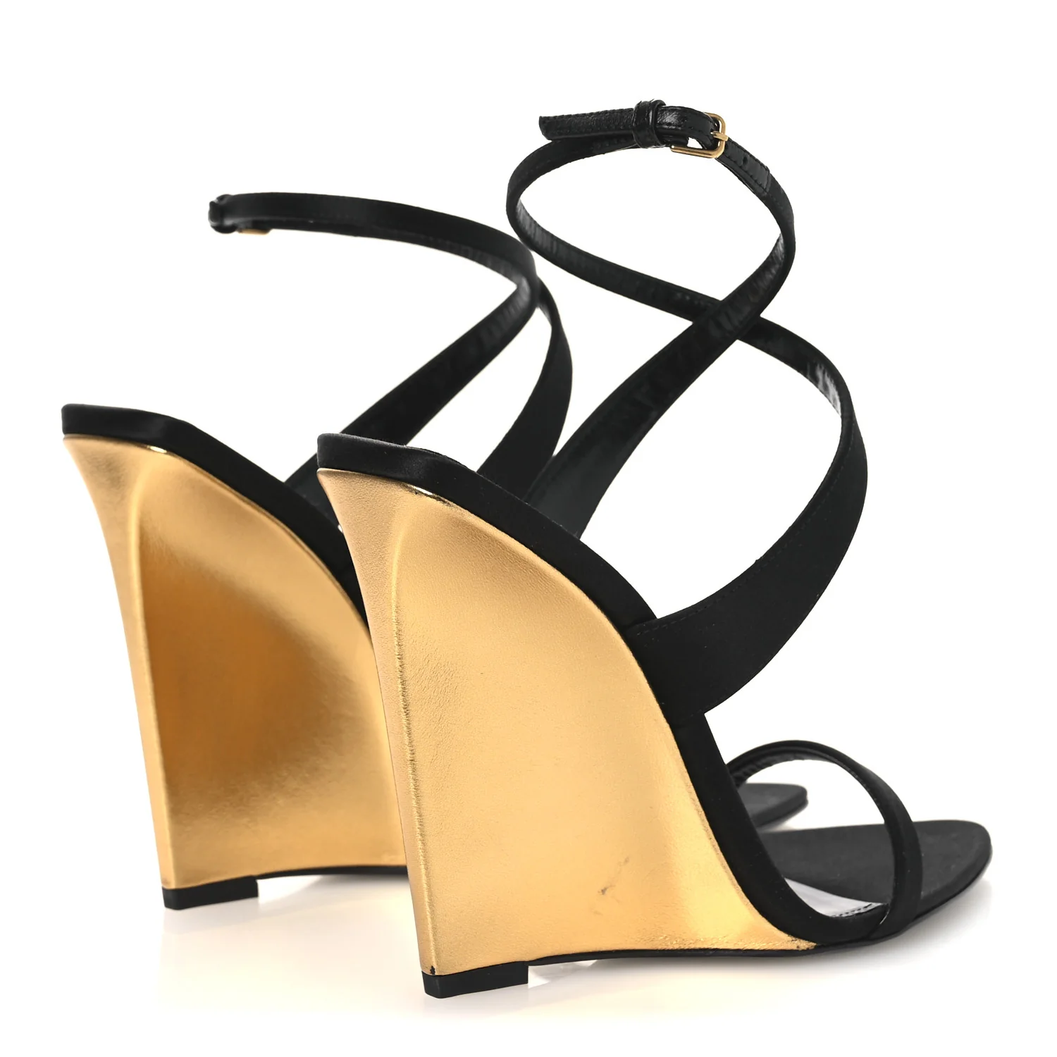 Satin Salome 110 Wedge Sandals 37 Black - Image 5