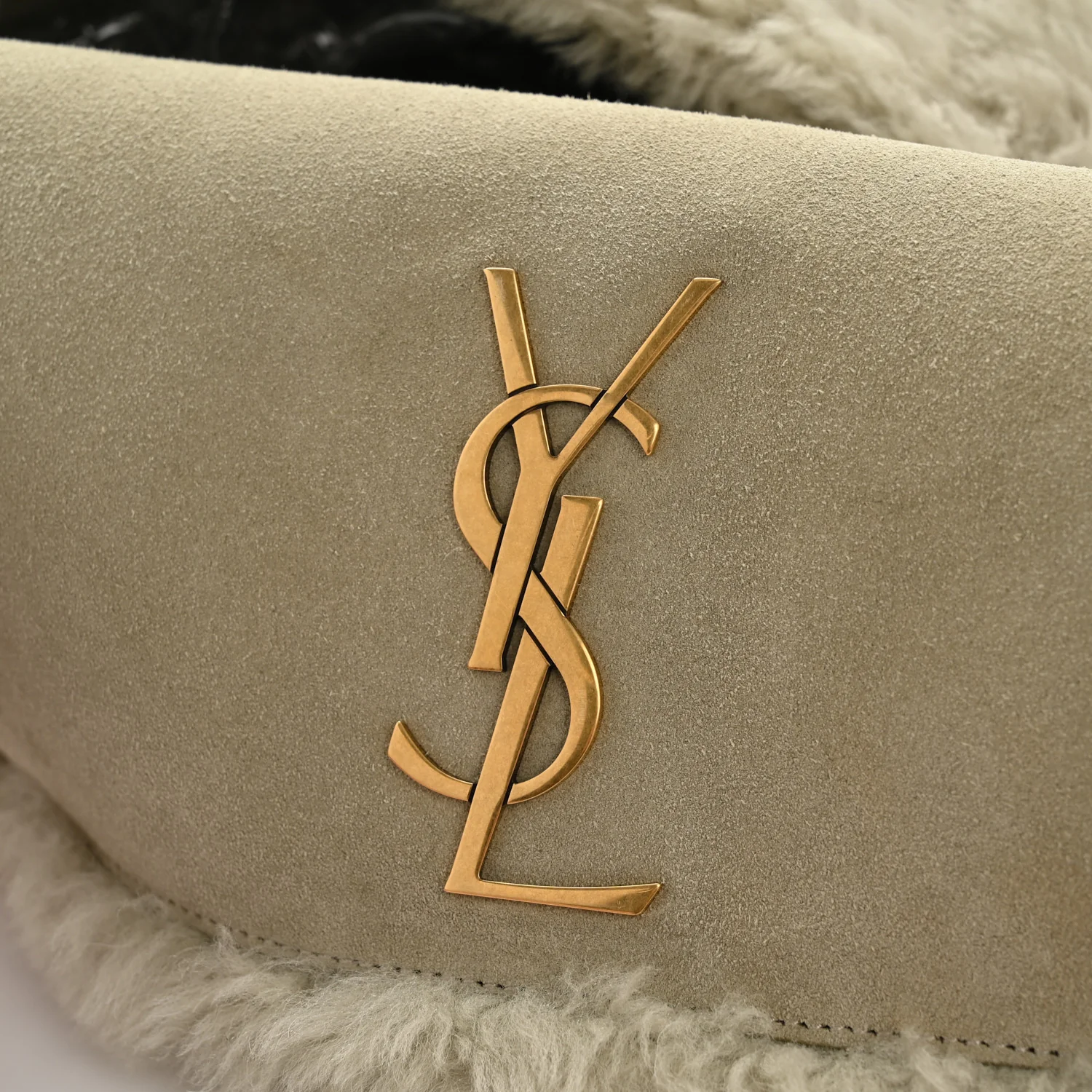 Shearling Calfskin Medium Reversible Monogram Kate Satchel Grey - Image 11