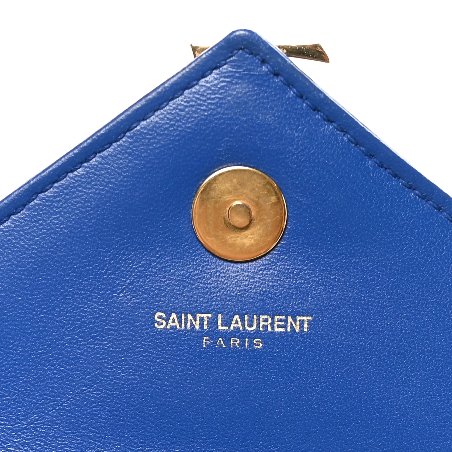 Sheepskin Matelasse Chevron Monogram Classic Baby Chain Bag Blue Majorelle - Image 5