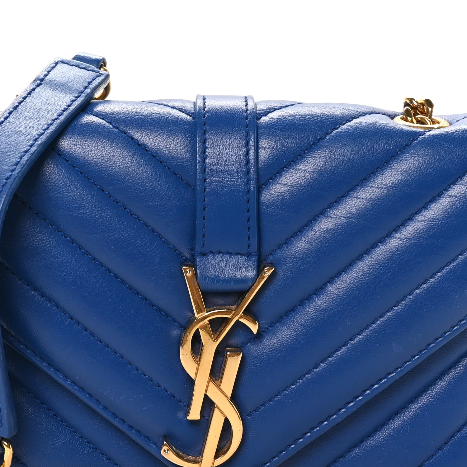 Sheepskin Matelasse Chevron Monogram Classic Baby Chain Bag Blue Majorelle - Image 7