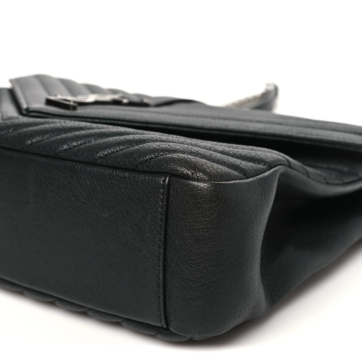Sheepskin Matelasse Chevron Monogram Large College Satchel Black - Image 9