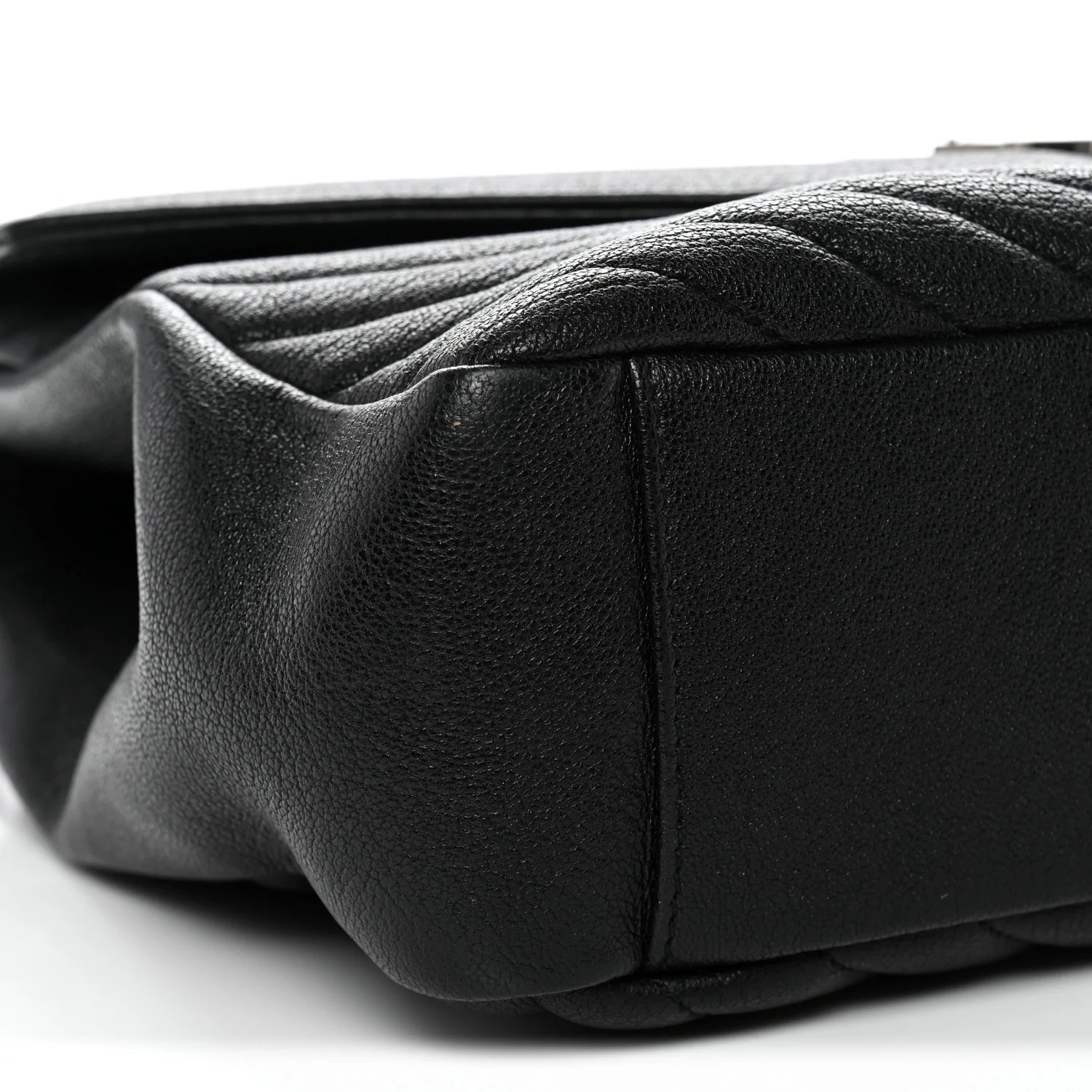 Sheepskin Matelasse Chevron Monogram Large College Satchel Black - Image 9