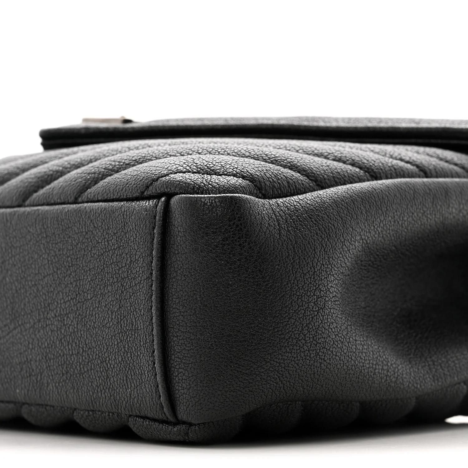 Sheepskin Matelasse Chevron Monogram Medium College Bag Black - Image 10