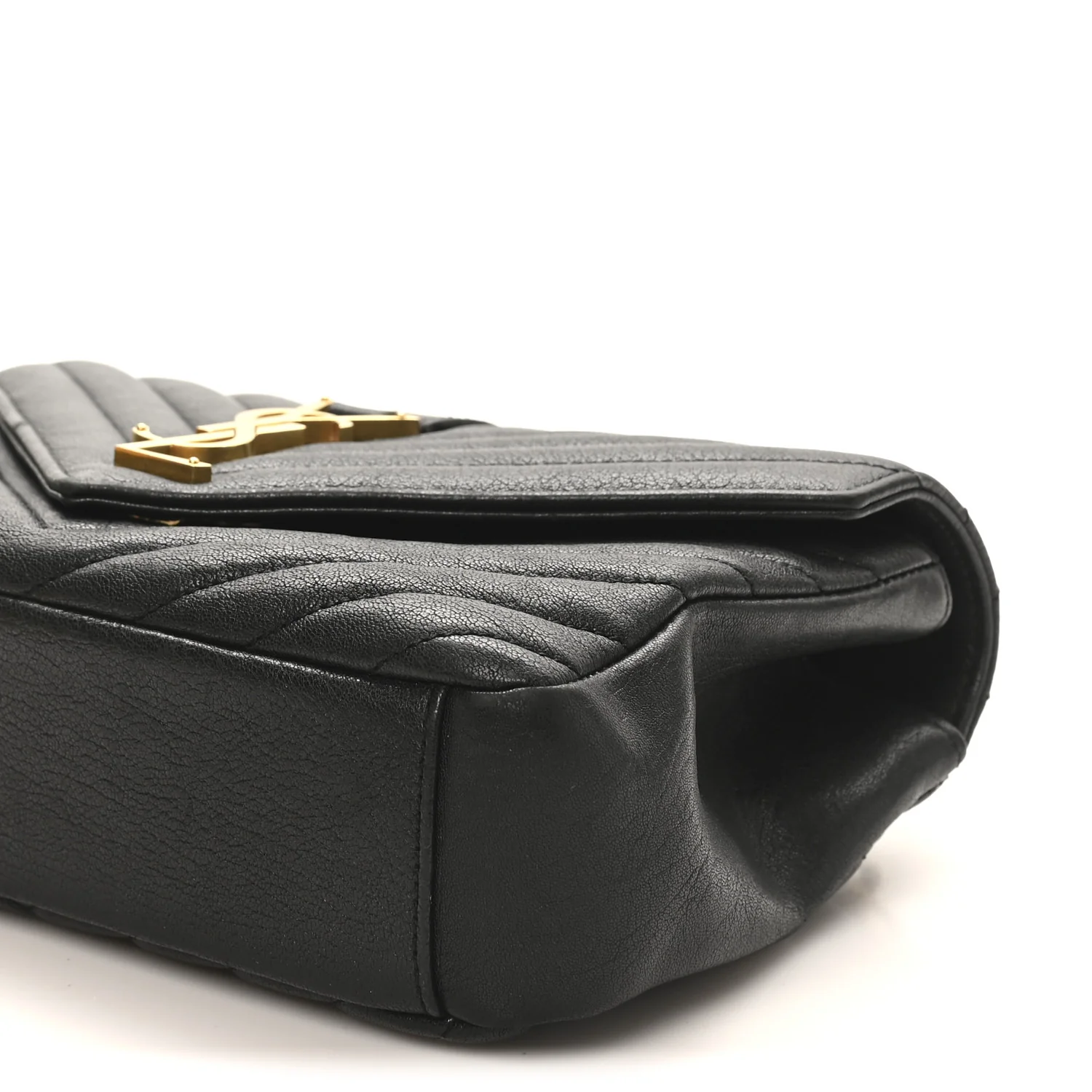 Sheepskin Matelasse Chevron Monogram Medium College Bag Black - Image 10