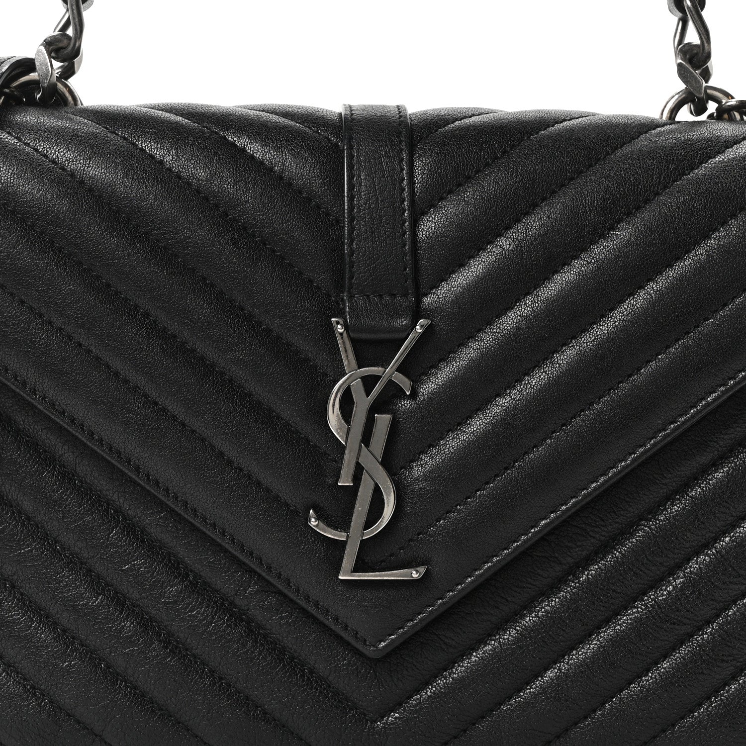 Sheepskin Matelasse Chevron Monogram Medium College Bag Black - Image 8