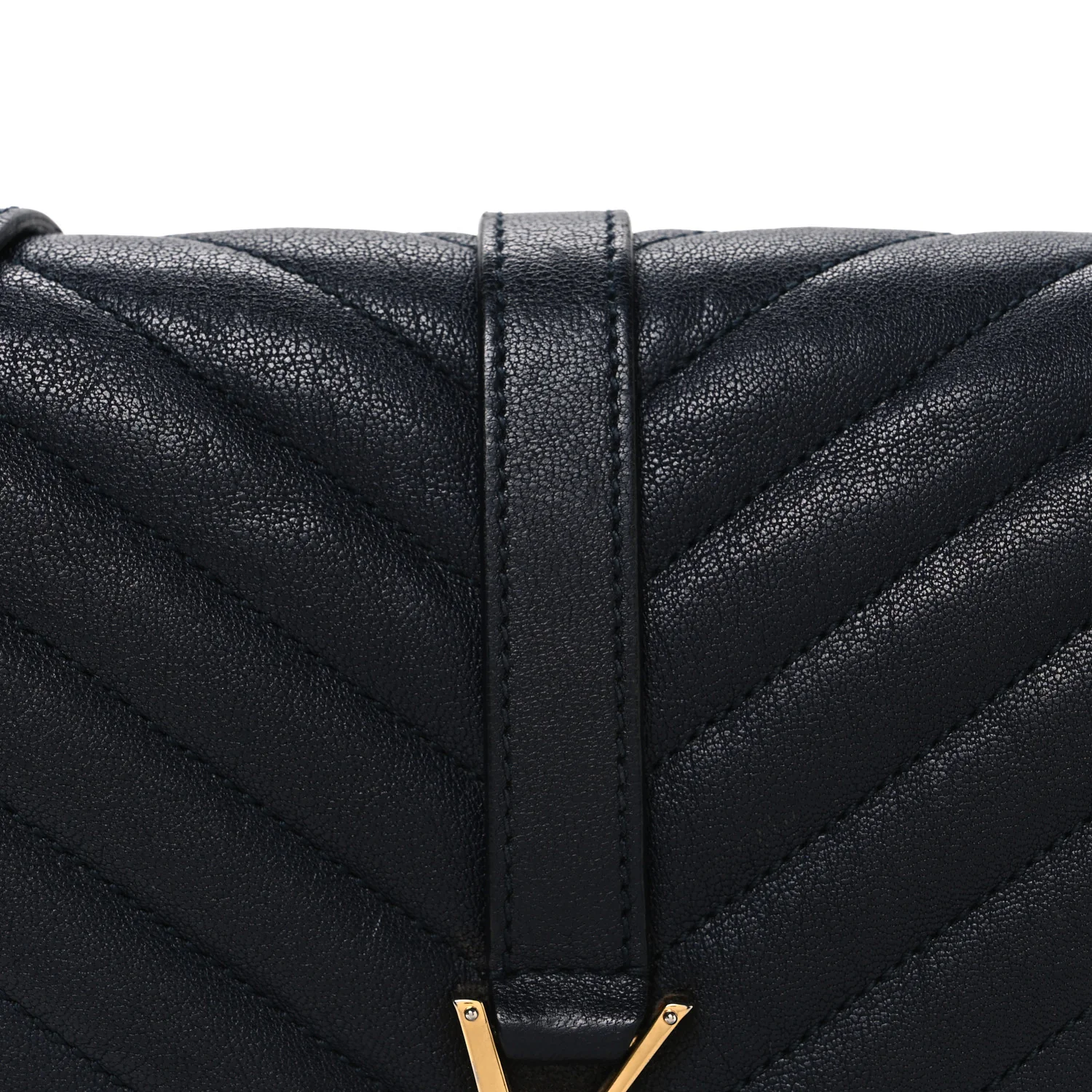 Sheepskin Matelasse Chevron Monogram Medium College Bag Deep Marine - Image 7