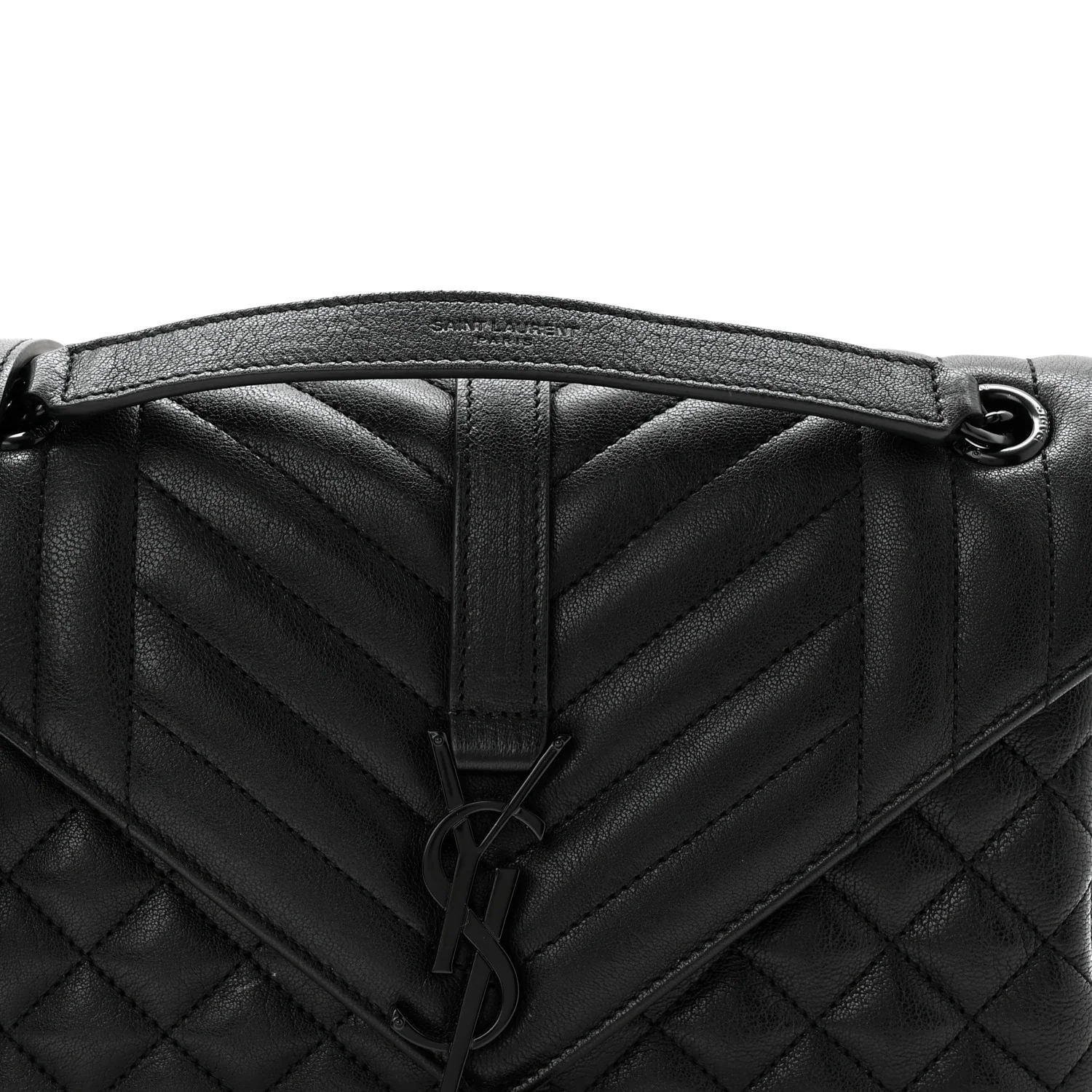 Sheepskin Mixed Matelasse Triquilt Medium Monogram Monochrome College Bag Black - Image 8
