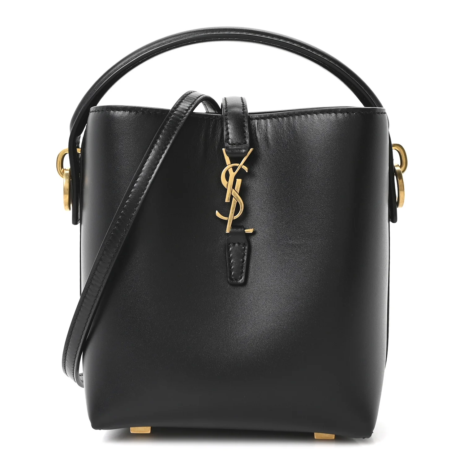 Shiny Calfskin Le 37 Mini Bucket Bag Black
