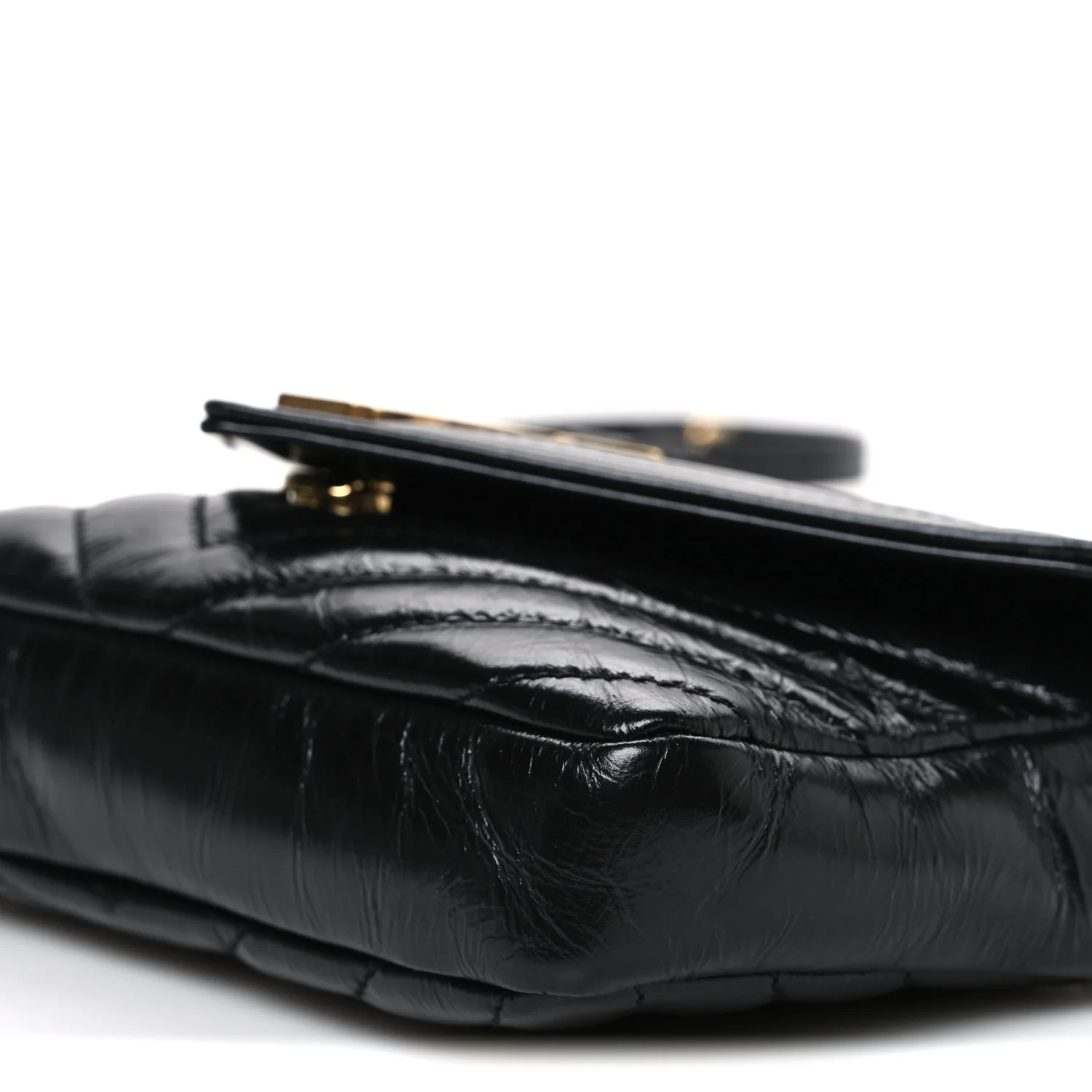 Shiny Calfskin Matelasse Chevron Monogram Mini College Bag Black - Image 10