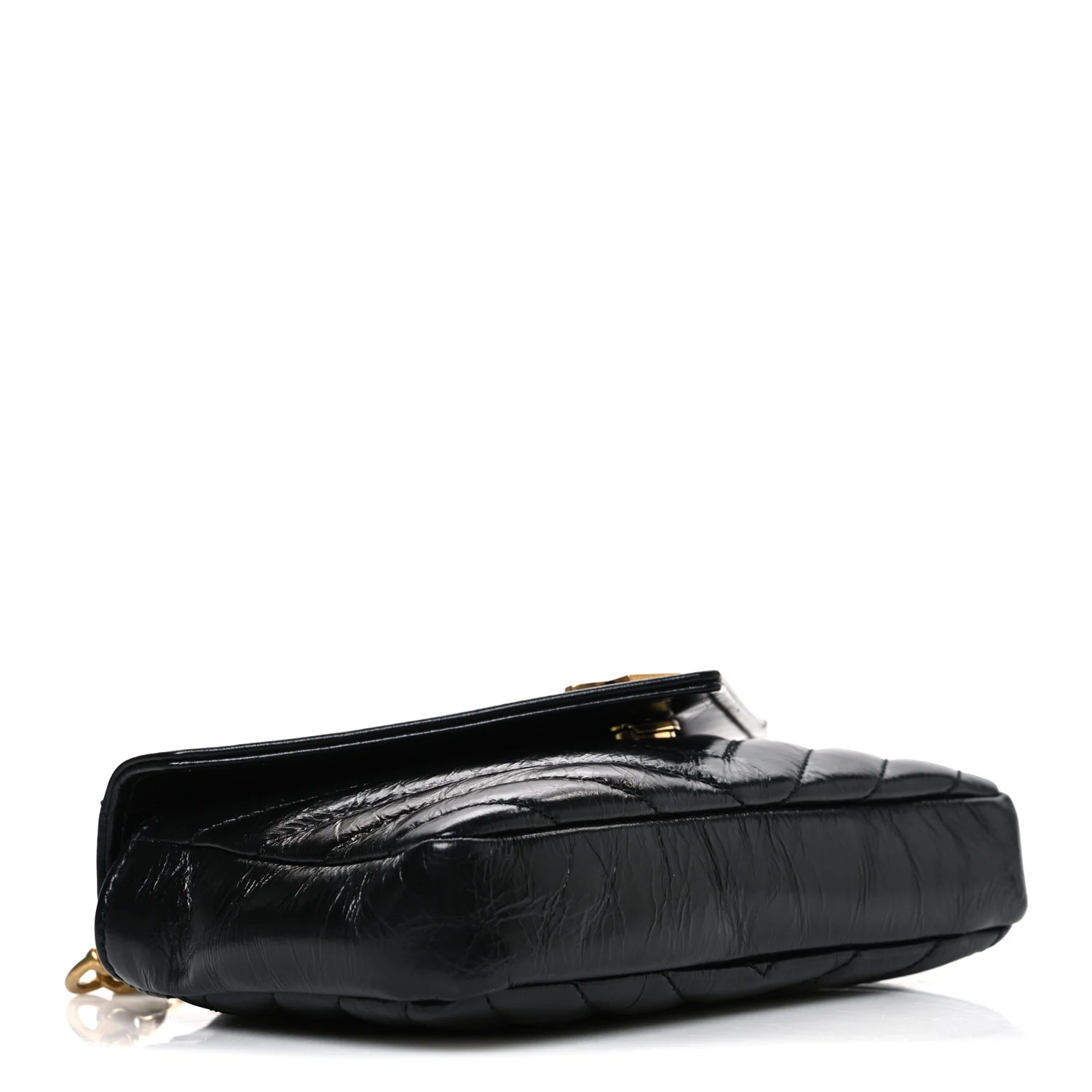 Shiny Calfskin Matelasse Chevron Monogram Mini College Bag Black - Image 4