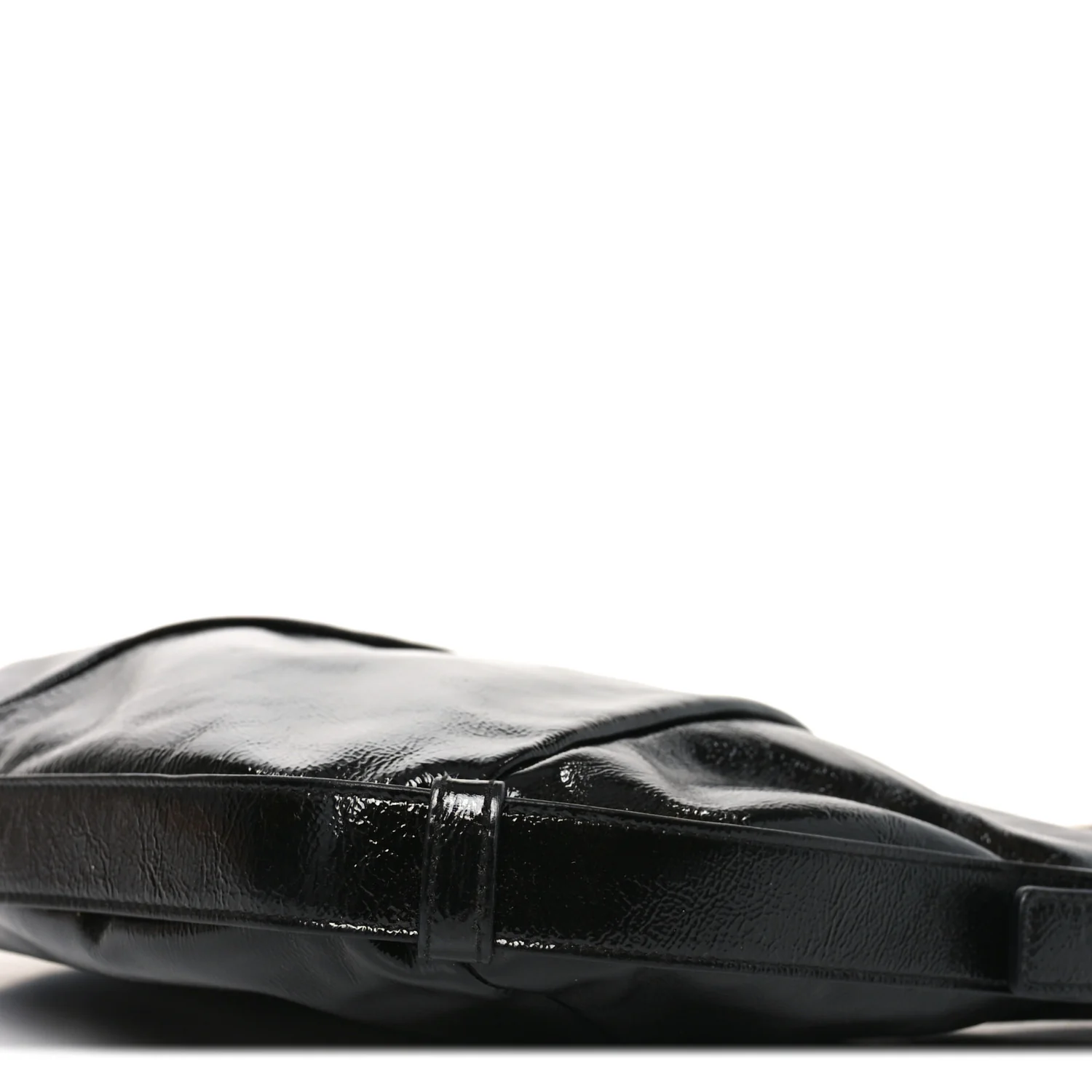 Shiny Crinkled Calfskin Buffalo Horn Mombasa Hobo Black - Image 10