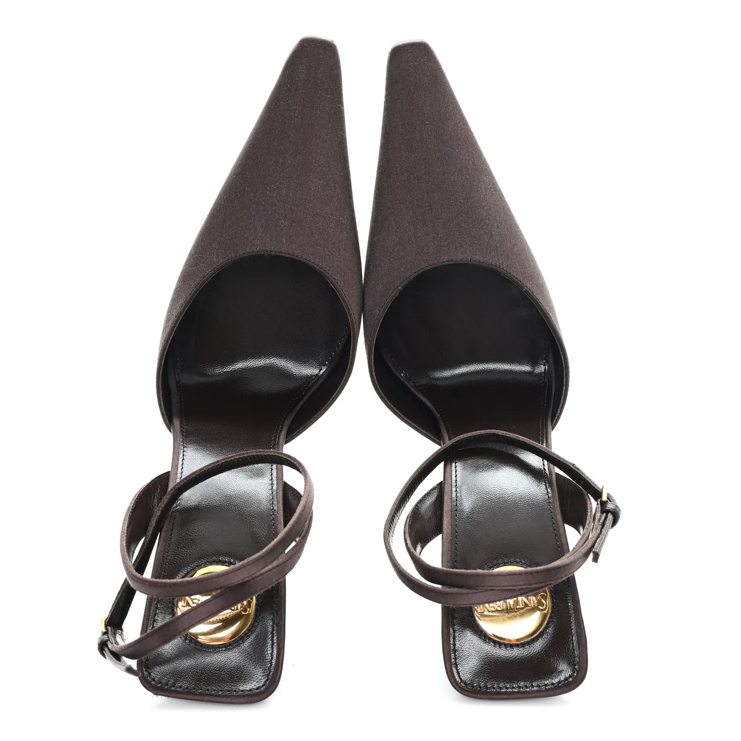 Silk Satin Aimee 110 Slingback Pumps 38 Black Brown - Image 2