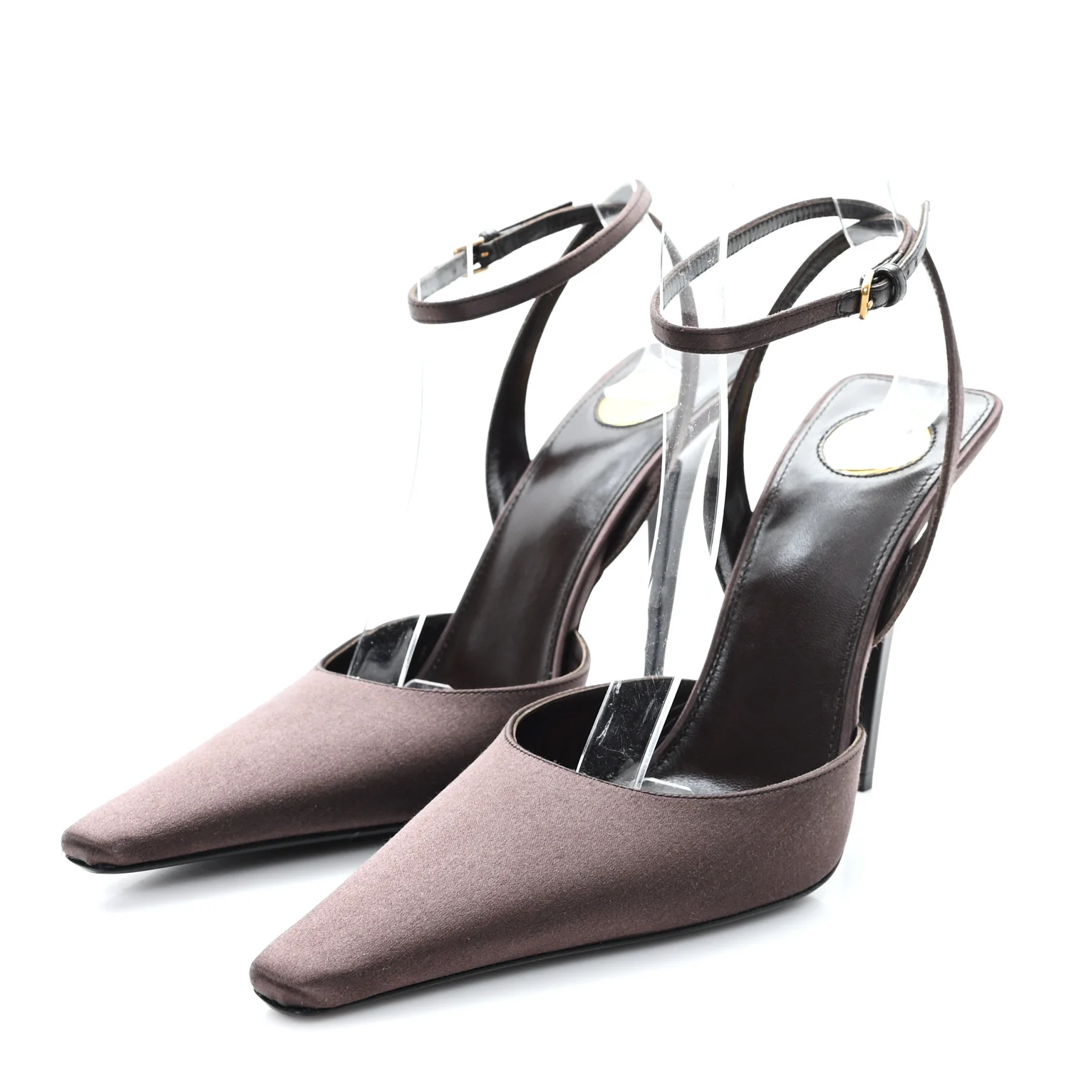 Silk Satin Aimee 110 Slingback Pumps 38 Black Brown - Image 4