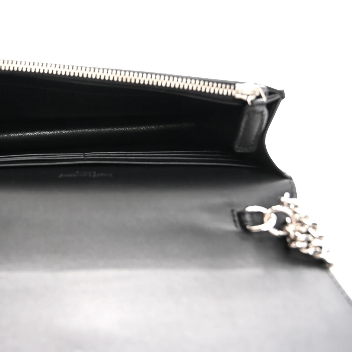 Smooth Calfskin Classic Monogram Kate Tassel Chain Wallet Black - Image 5