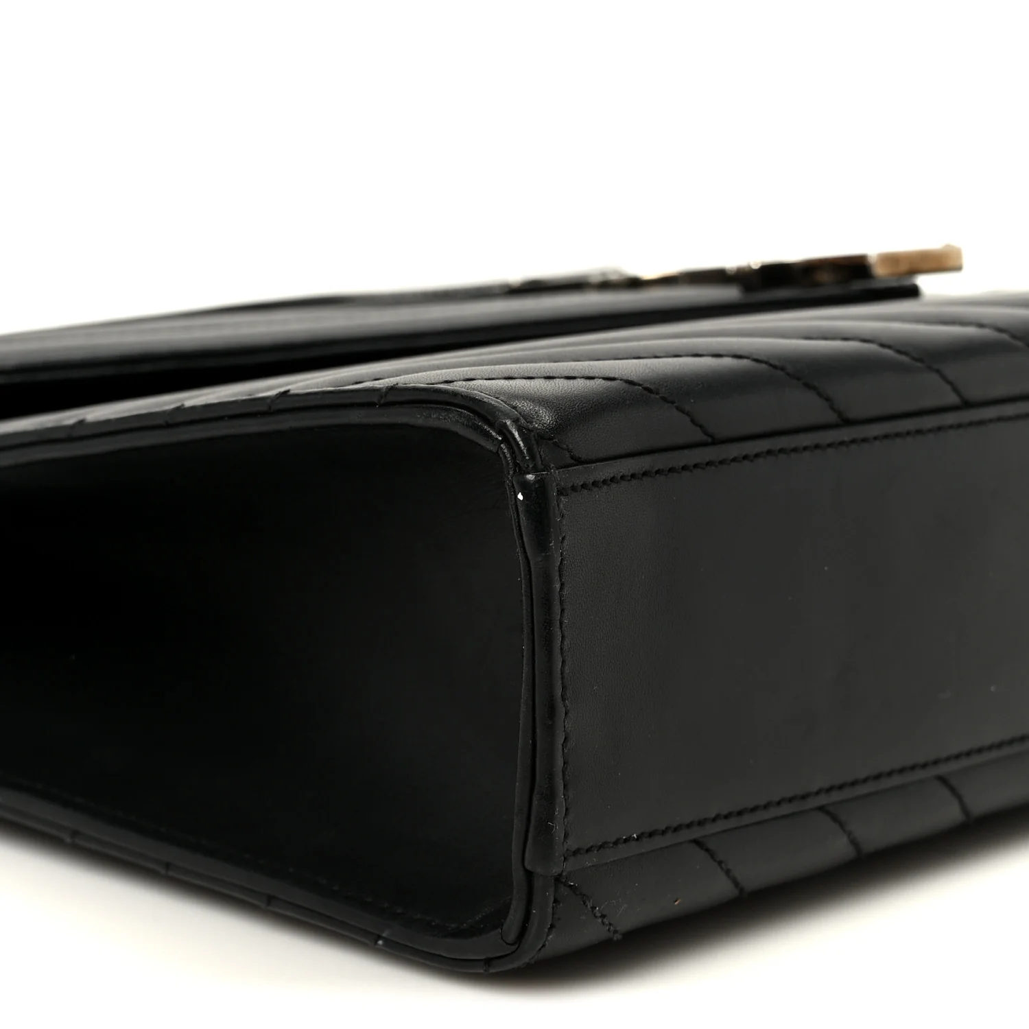 Smooth Calfskin Matelasse Chevron Large Monogram Satchel Black - Image 9