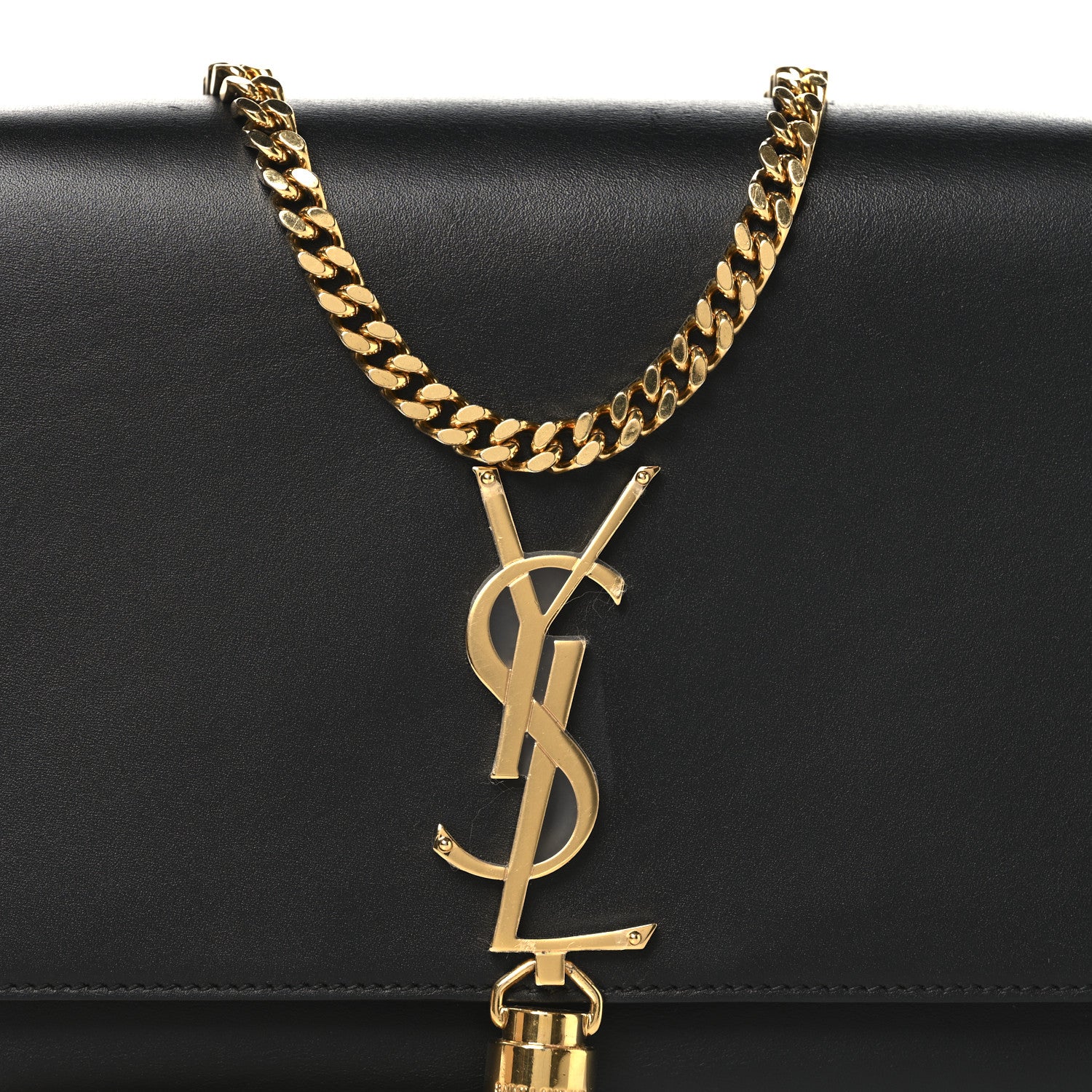 Smooth Calfskin Medium Classic Monogram Kate Tassel Satchel Black - Image 7