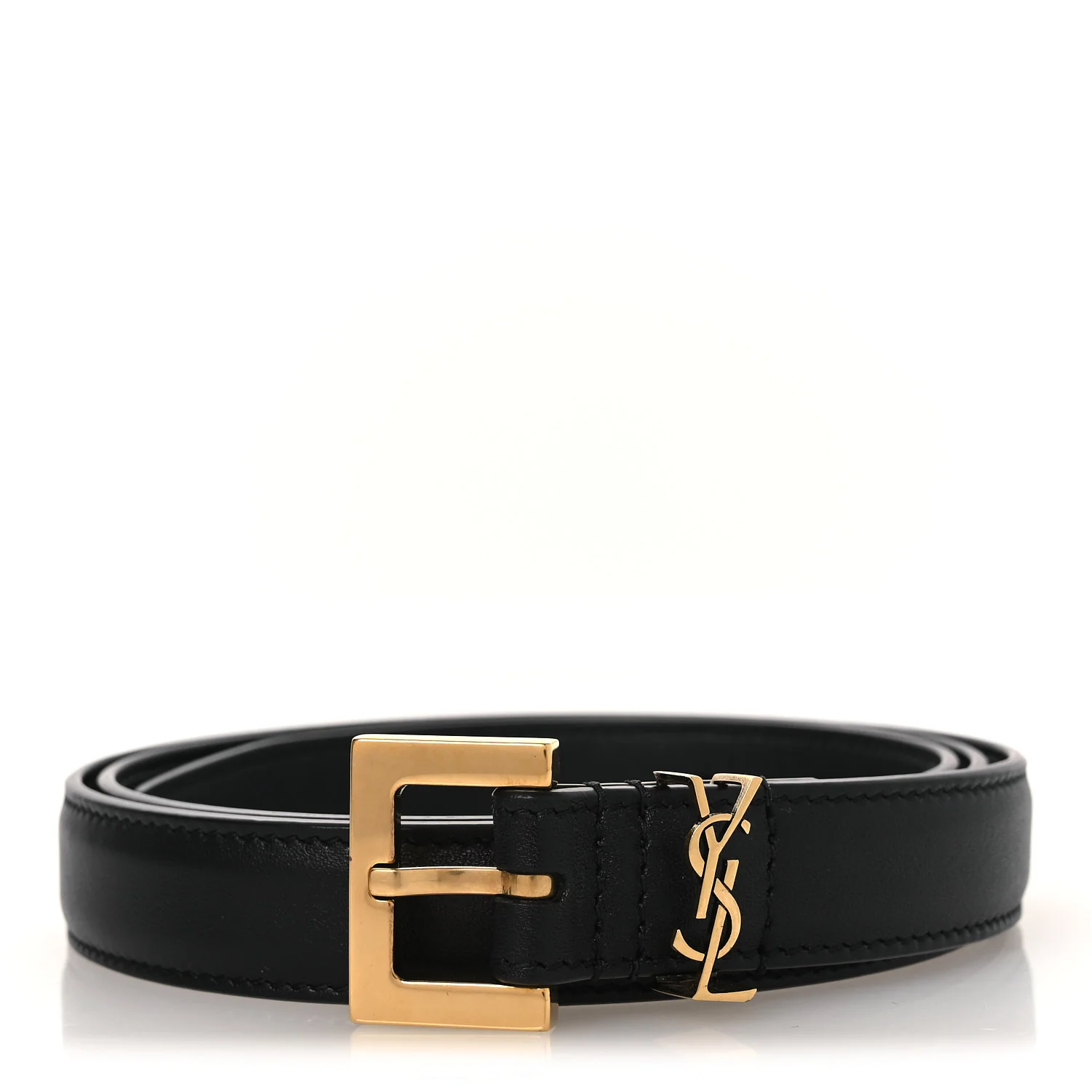 Smooth Calfskin Monogram Cassandre Extra Thin Square Buckle 80 32 Belt Black