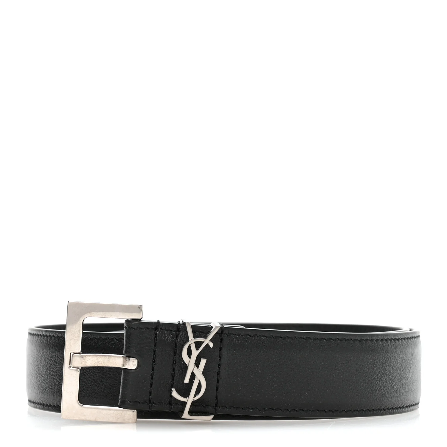 Smooth Calfskin Monogram Square Buckle Belt 65 26 Black