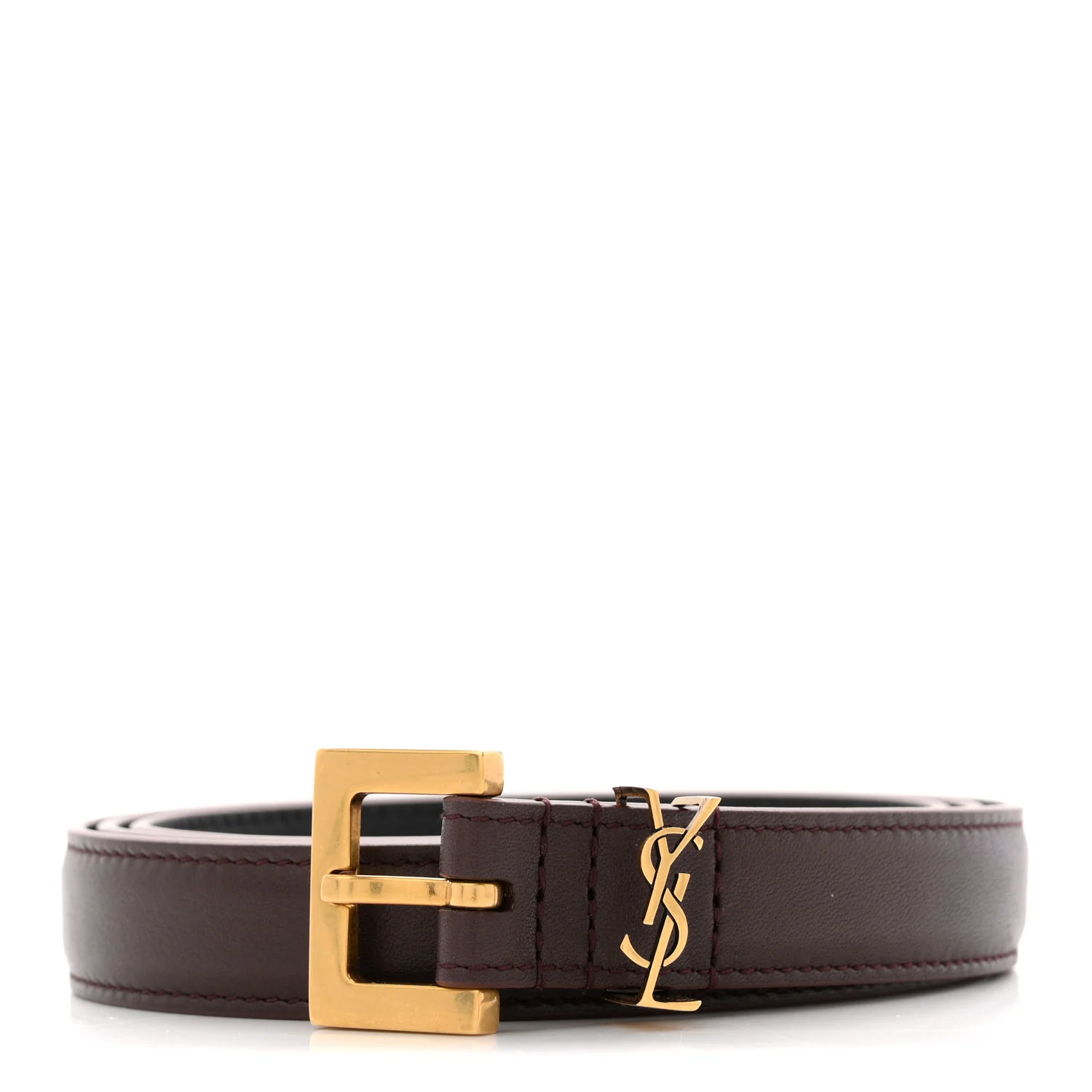 Smooth Calfskin Monogram Square Buckle Belt 90 36 Red Tan