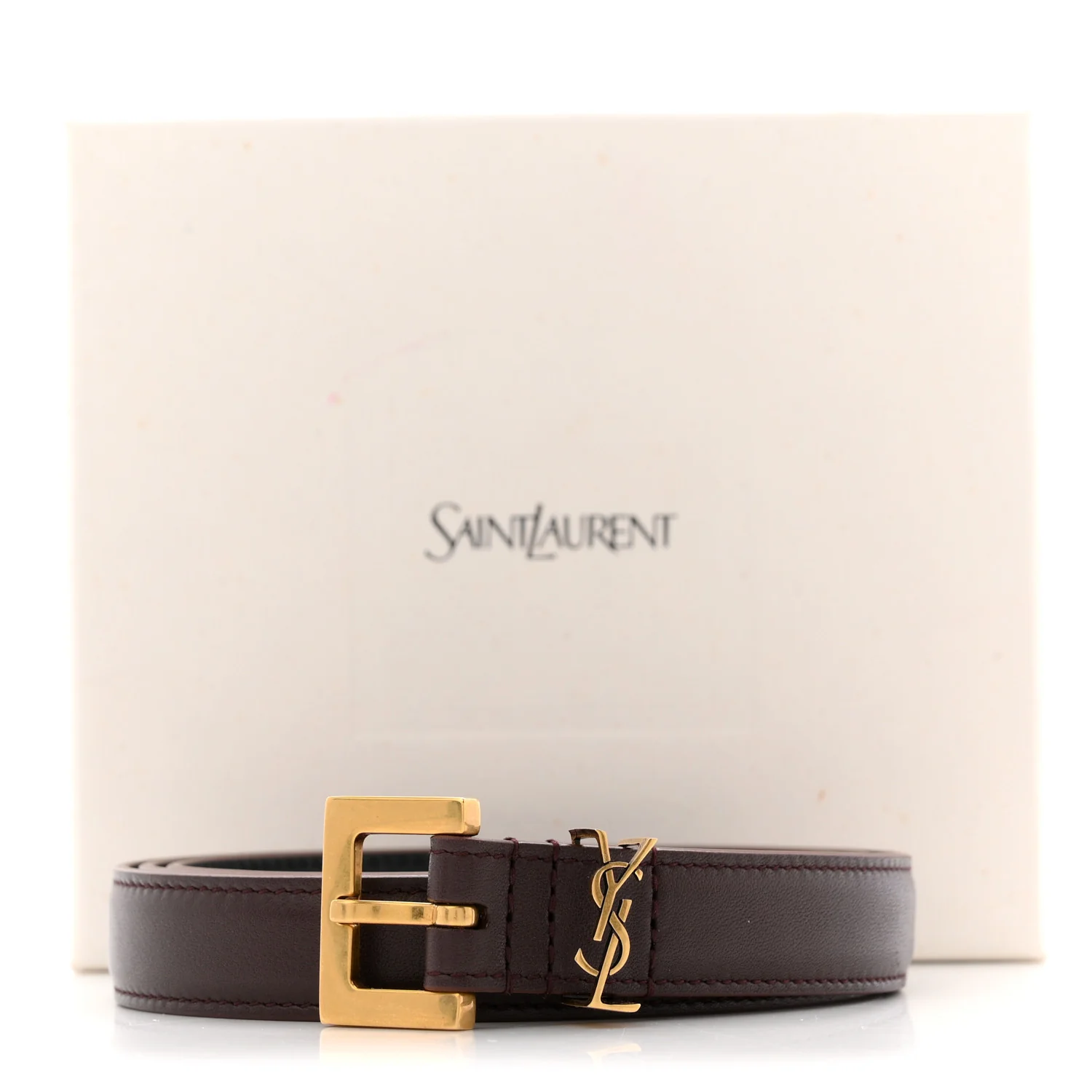 Smooth Calfskin Monogram Square Buckle Belt 90 36 Red Tan - Image 6
