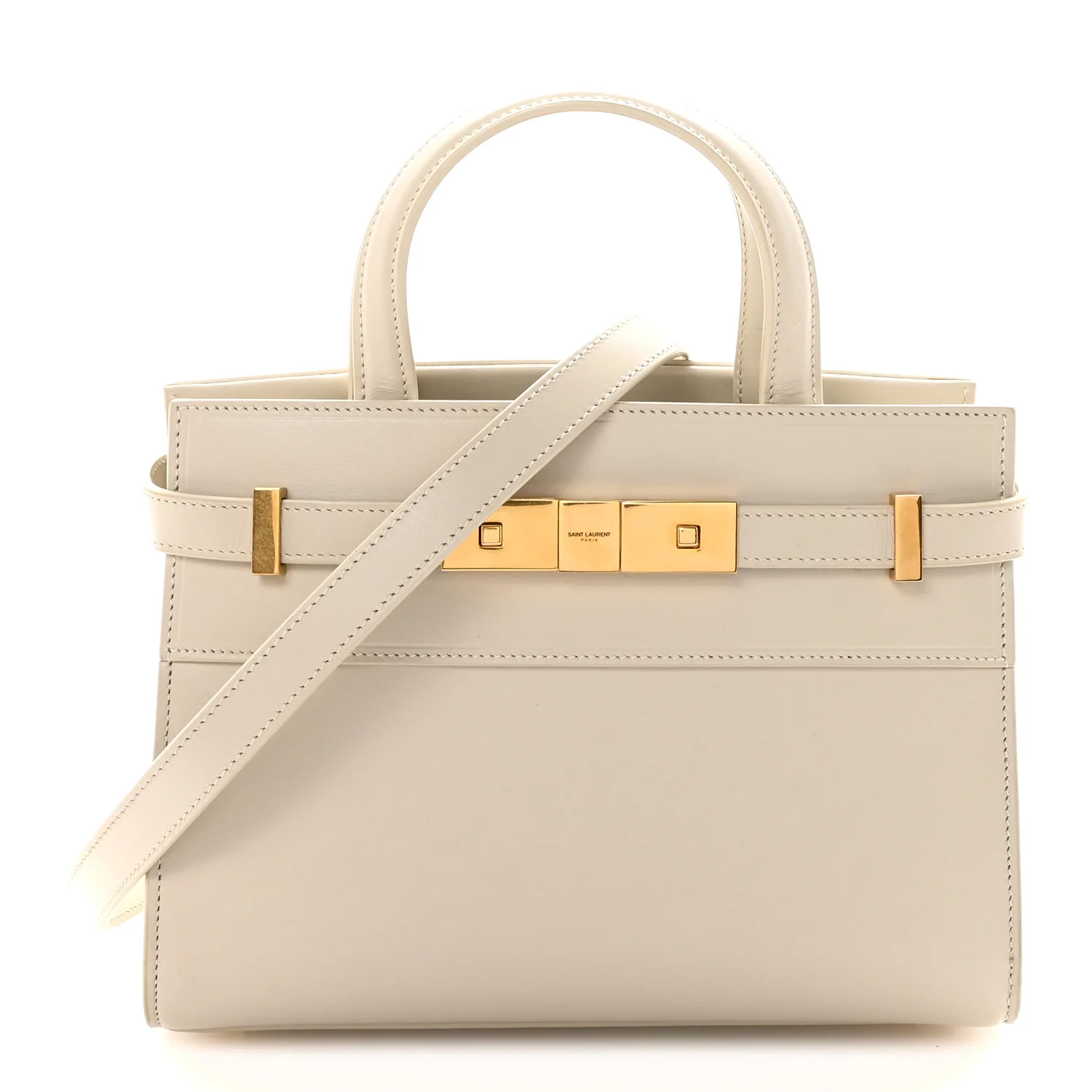Smooth Calfskin Nano Manhattan Shopper Tote Crema Soft