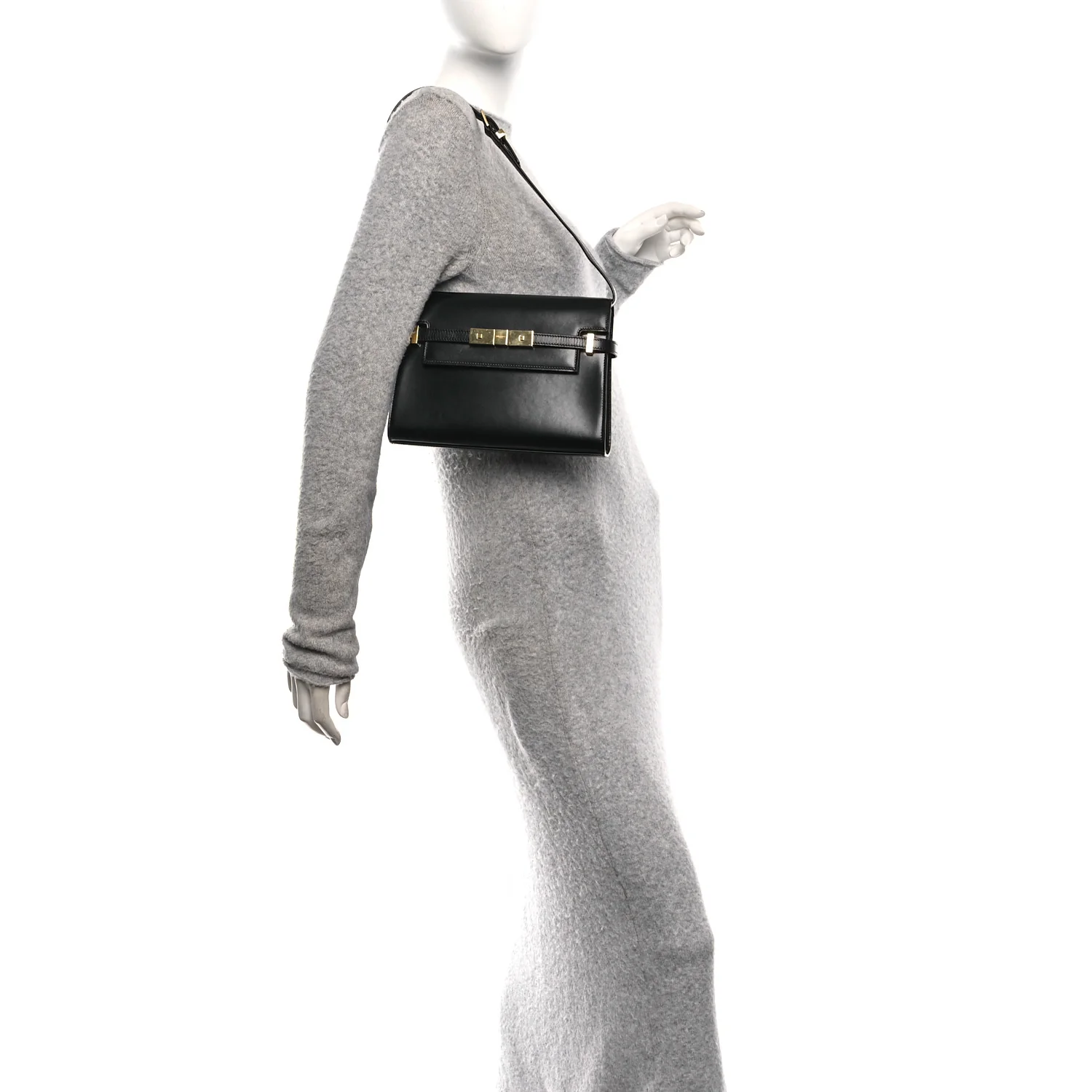 Smooth Calfskin Small Manhattan Shoulder Bag Black - Image 2