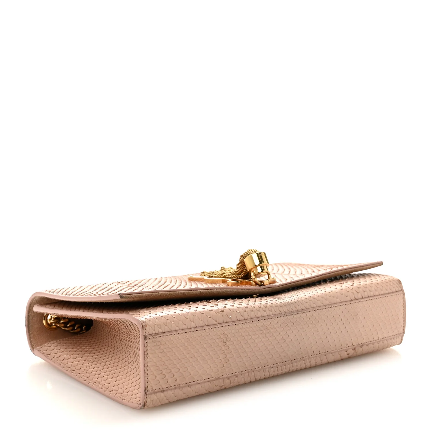 Snakeskin Medium Classic Monogram Kate Tassel Satchel Beige - Image 4