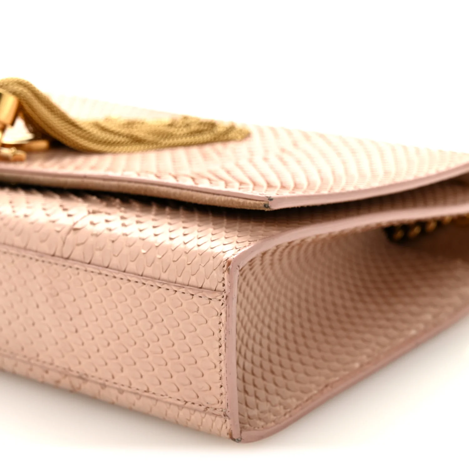 Snakeskin Medium Classic Monogram Kate Tassel Satchel Beige - Image 9